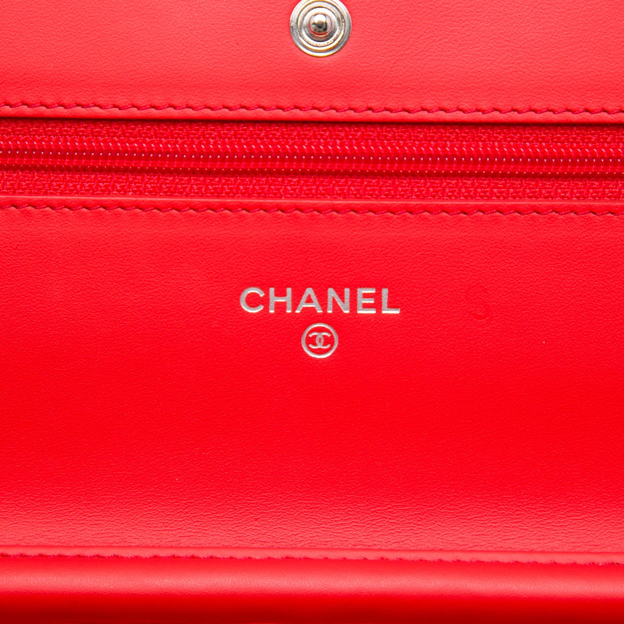 Chanel CC Striped Patent Wallet On Chain
