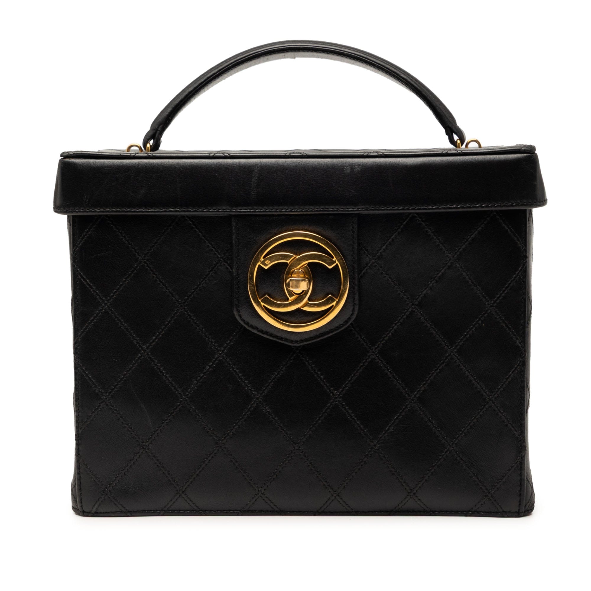 Chanel CC Stitched Calfskin Turnlock Vanity Case