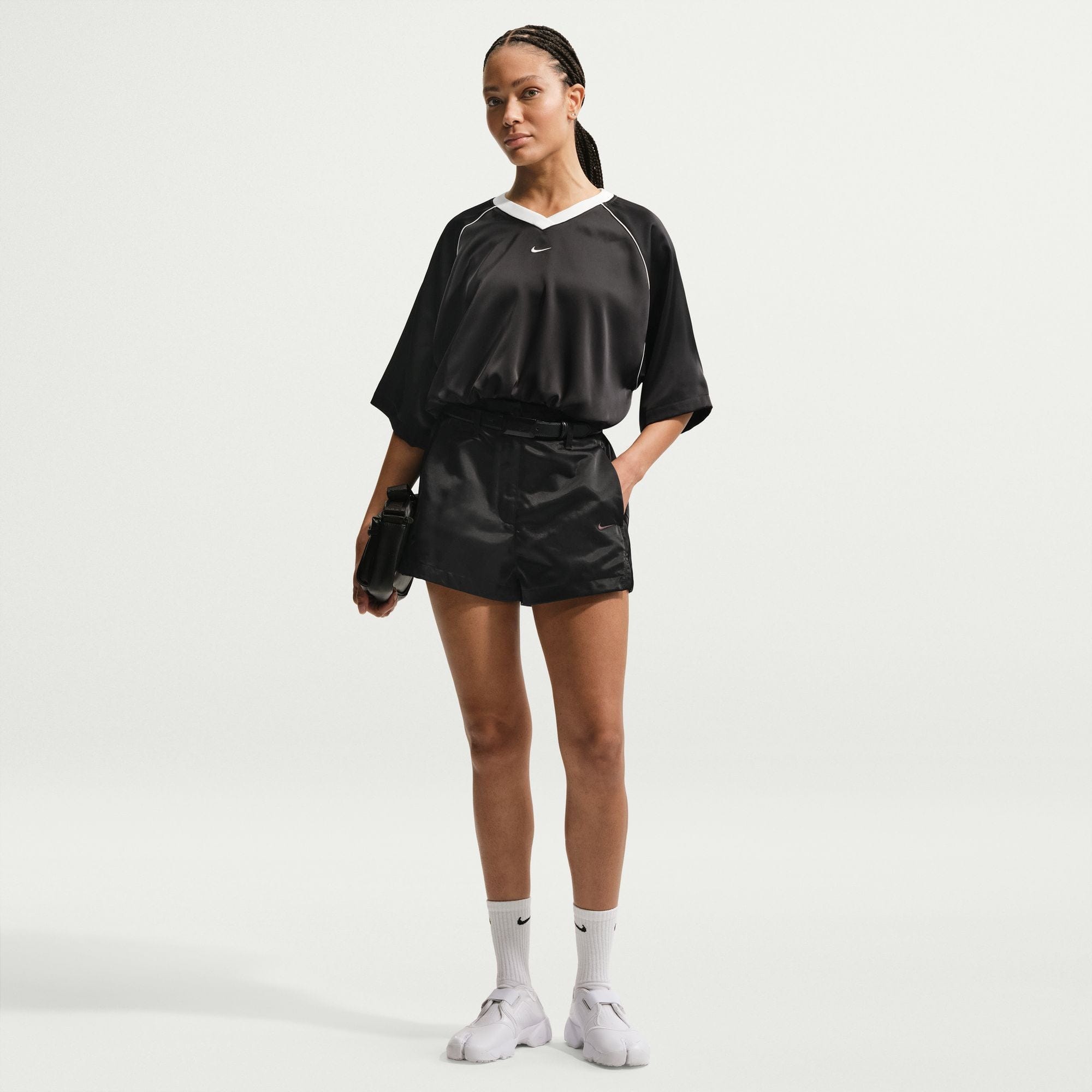 Nike Womens Nike High - Waisted Satin Hot Shorts Black