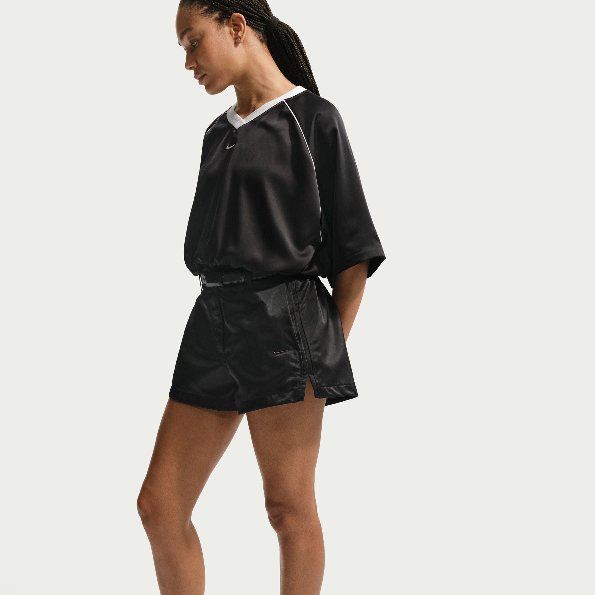 Nike Womens Nike High - Waisted Satin Hot Shorts Black
