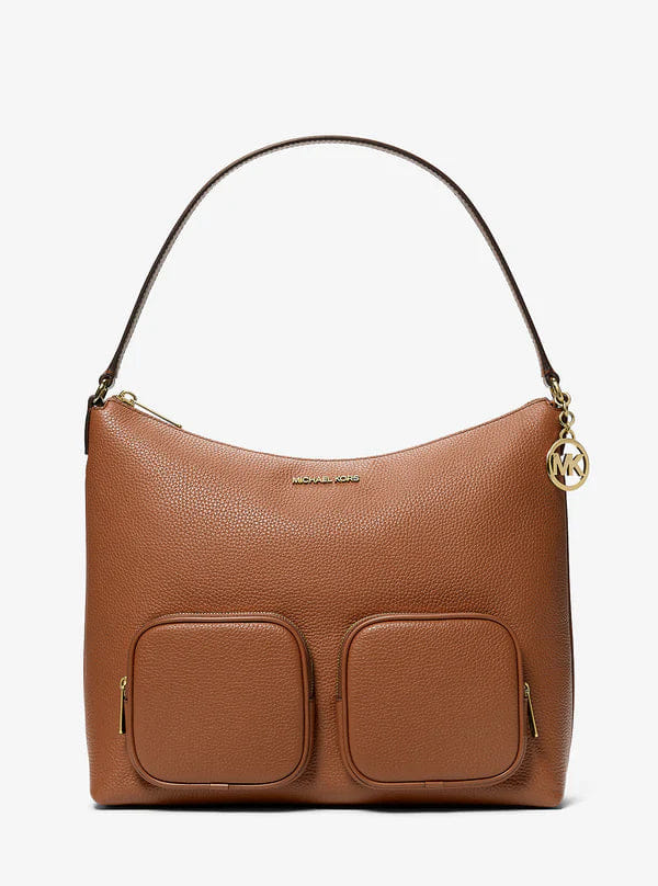 Michael Kors Merritt Large Pebbled Leather Cargo Shoulder Bag Luggage