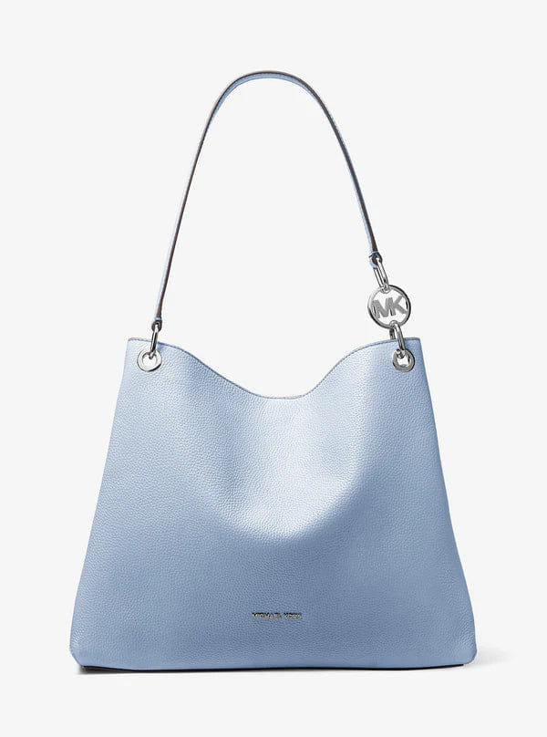 Michael Kors Christina Large Pebbled Leather Shoulder Bag Pale Ocean