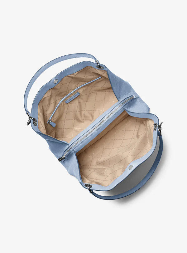 Michael Kors Christina Large Pebbled Leather Shoulder Bag Pale Ocean