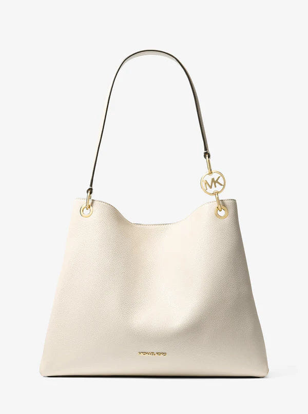 Michael Kors Christina Large Pebbled Leather Shoulder Bag Lt Cream