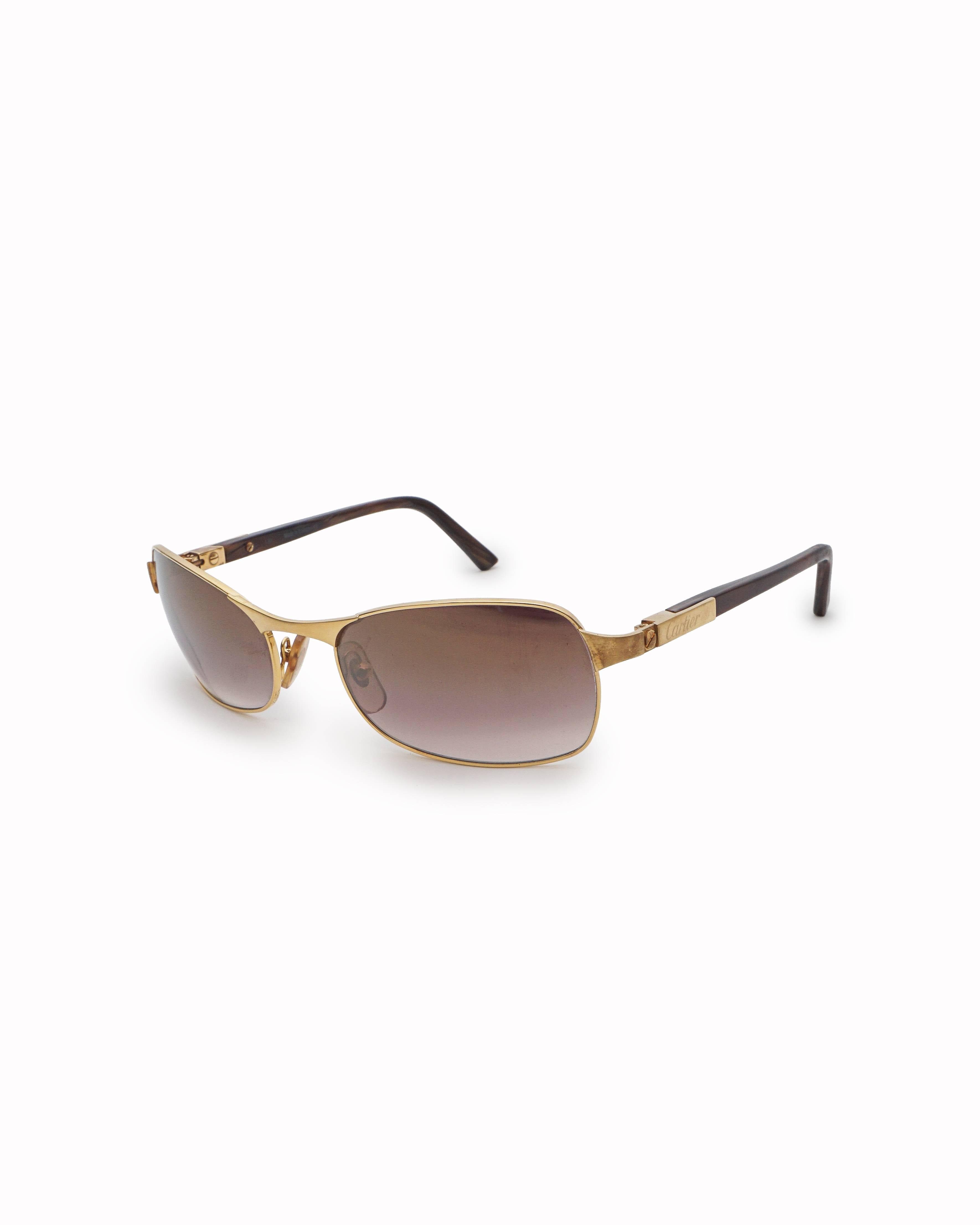 Cartier Vintage Cartier Gold - Tone Rimless Pilot Aviator Sunglasses