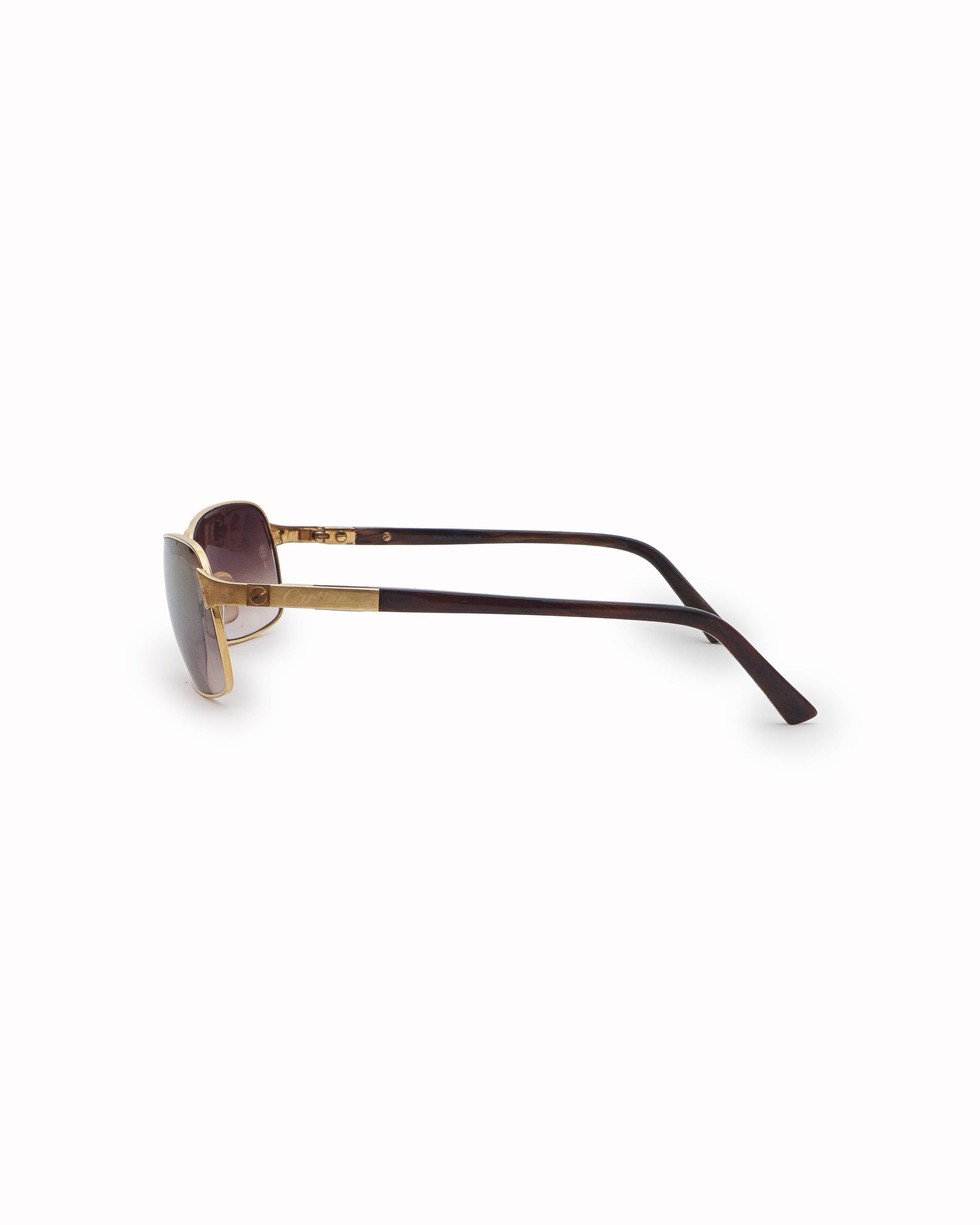 Cartier Vintage Cartier Gold - Tone Rimless Pilot Aviator Sunglasses