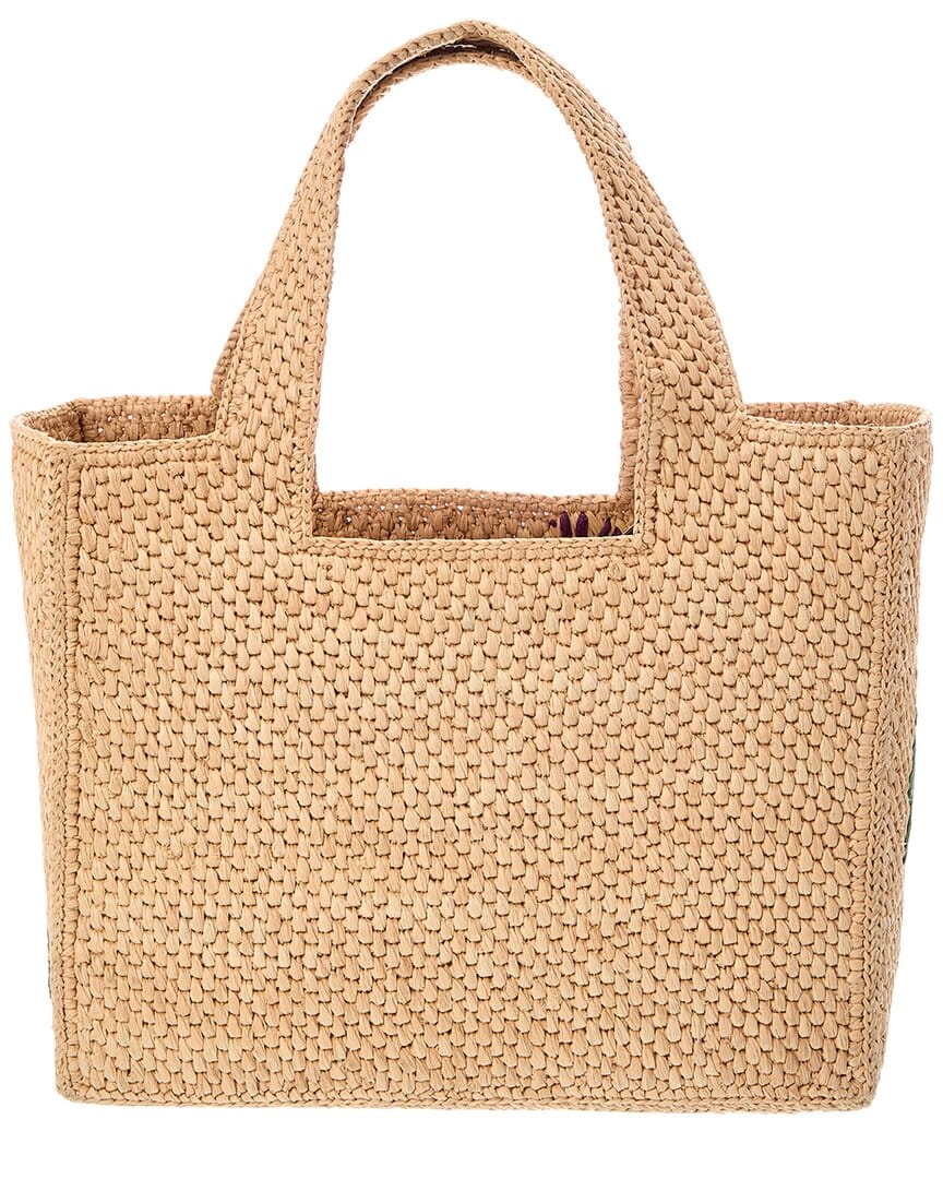Loewe Logo Small Raffia & Leather Tote