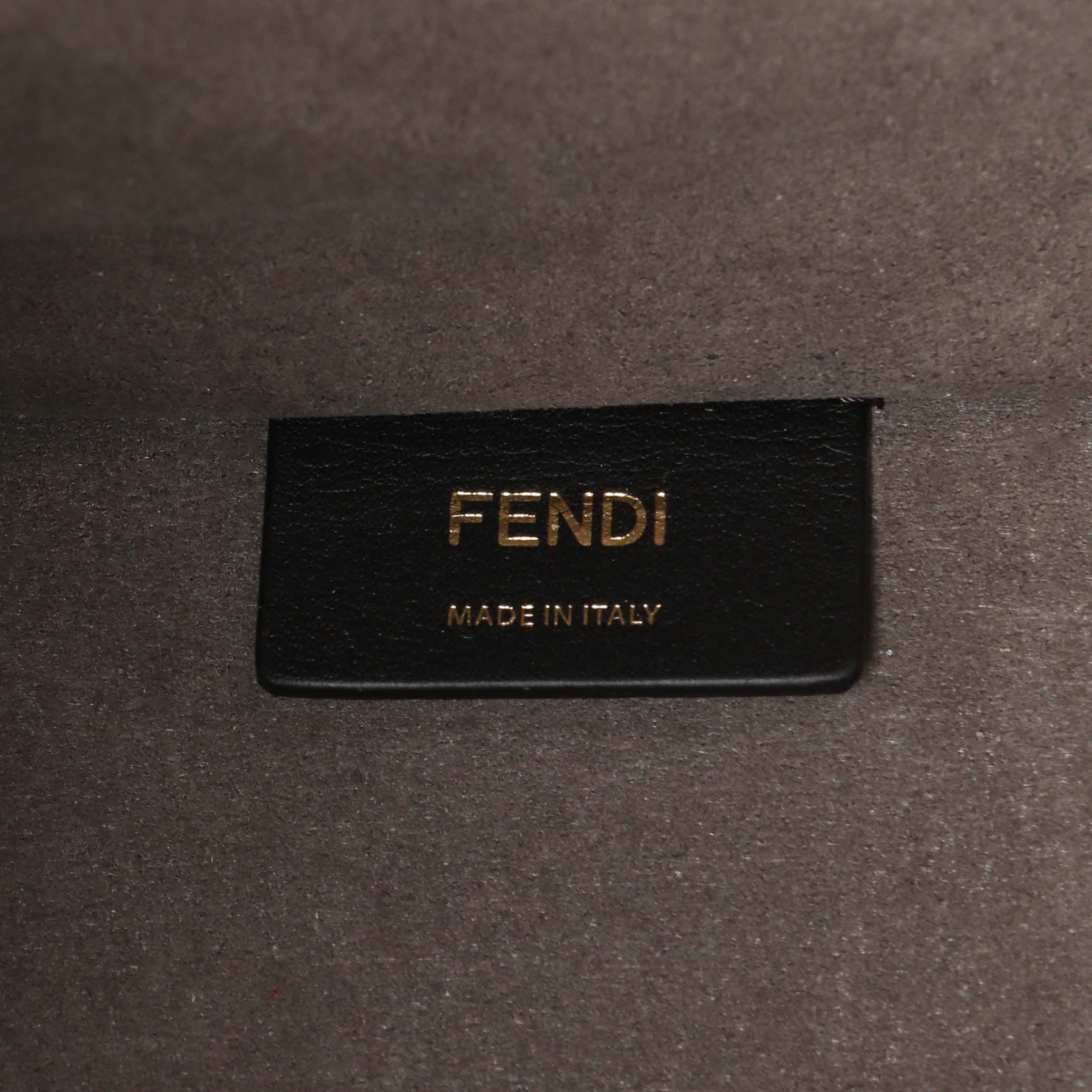 Fendi Dove Grey Chenille Vitello Cher Sunshine FF Motif Medium Tote