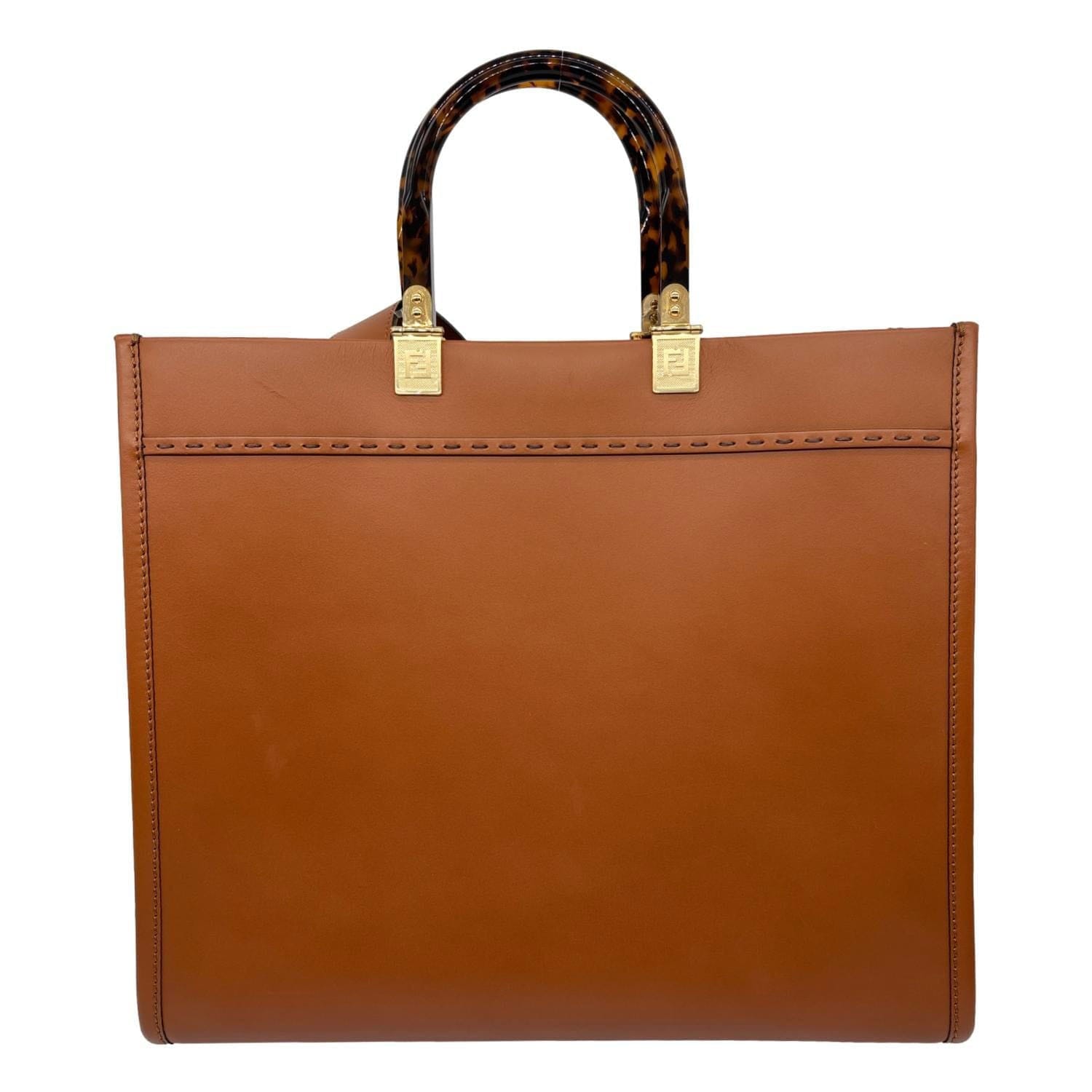FENDI Sunshine Medium Leather Shopper Tote Bag Brown
