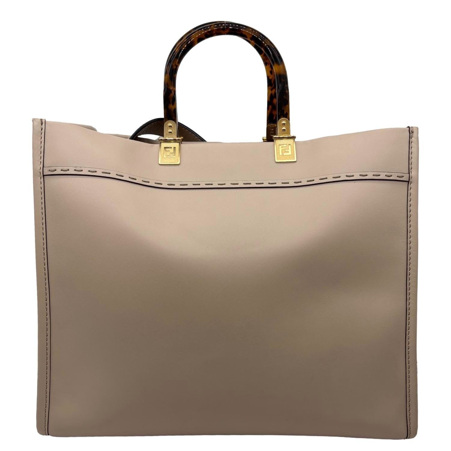 FENDI Sunshine Medium Leather Shopper Tote Bag Nude