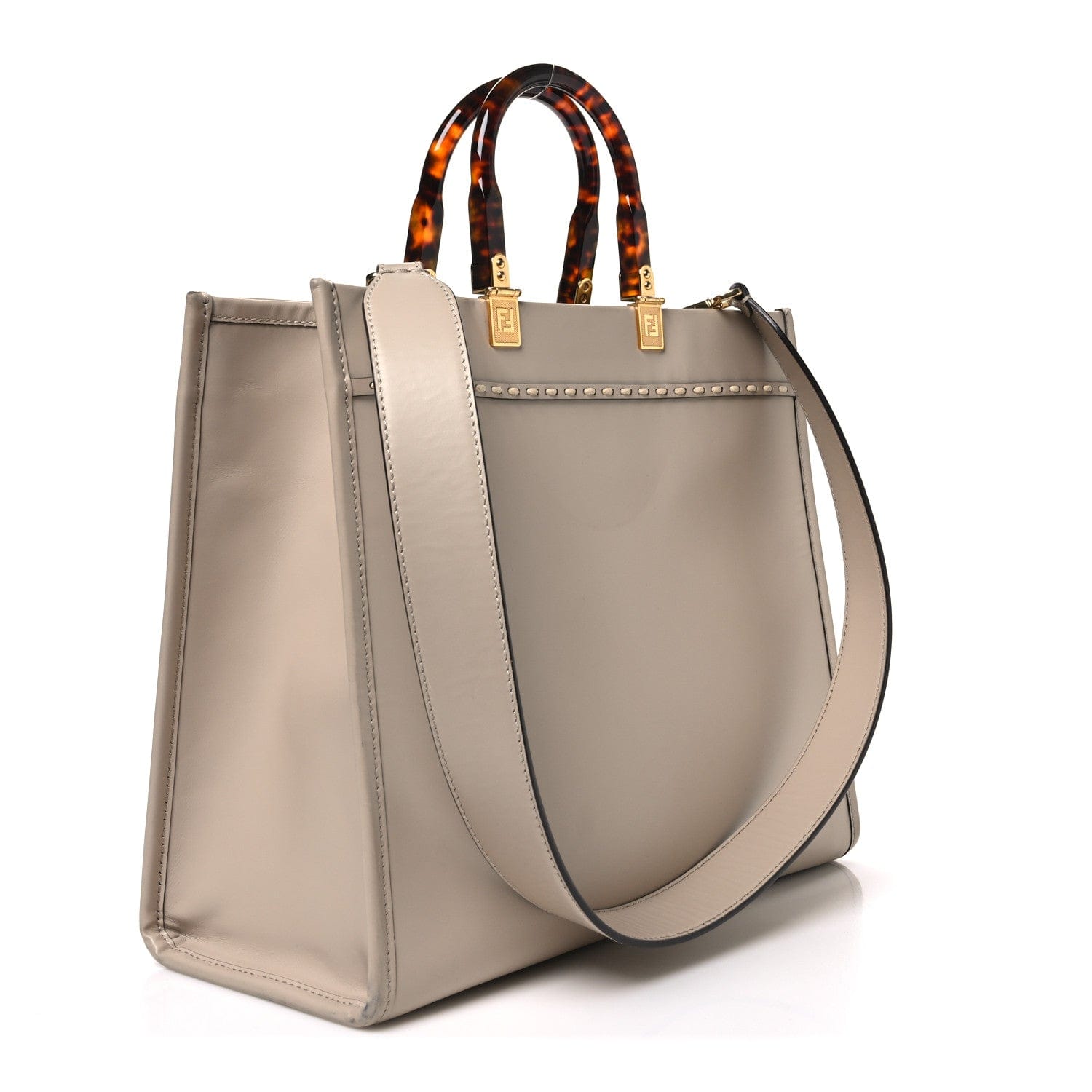 Fendi Vitello King Plexiglass Elaphe Python Print Logo Medium Fendi Sunshine Shopper Tote Nuvola Daisy Roccia