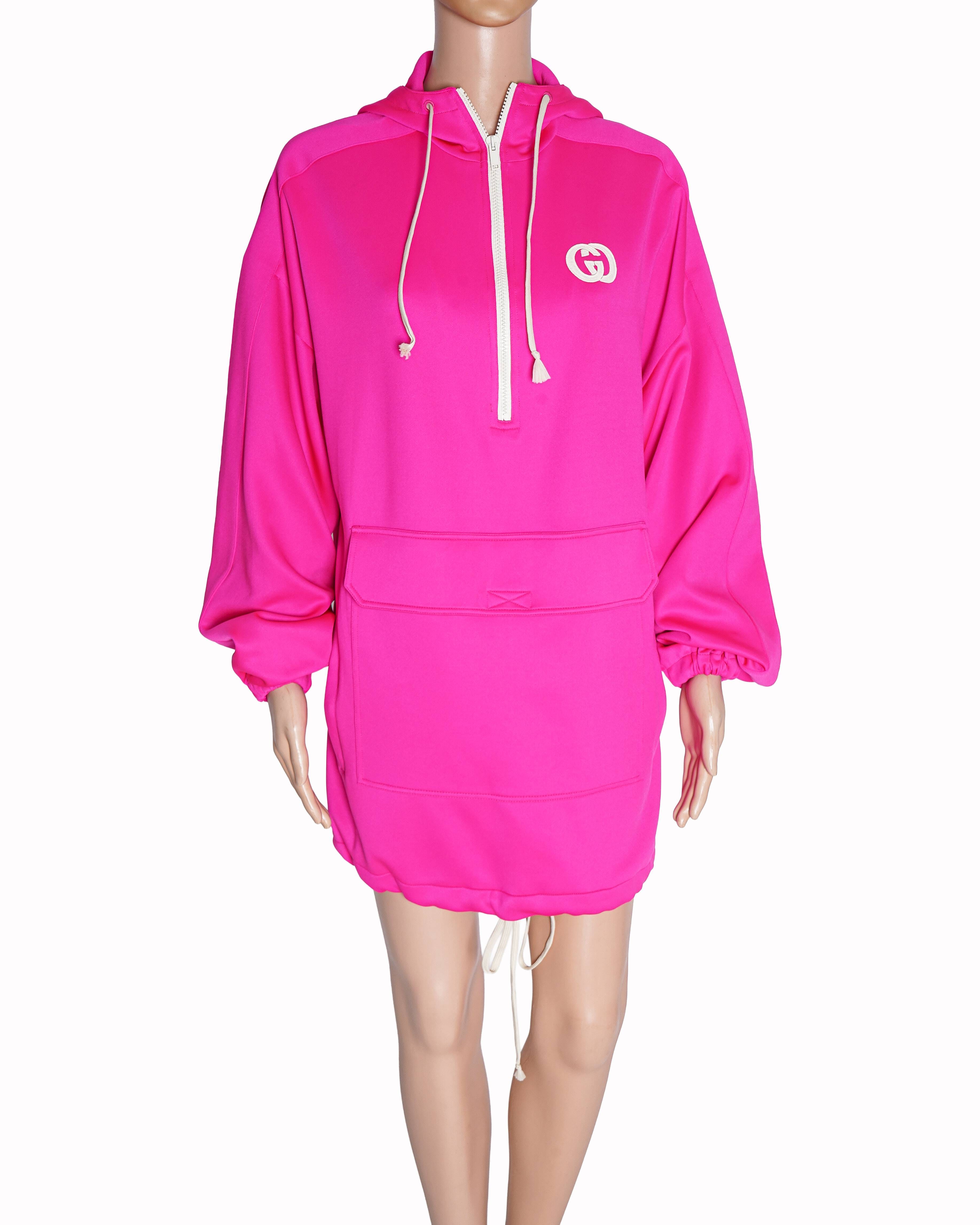 Gucci 2021 Interlocking G Half - Zip Hoodie Dress