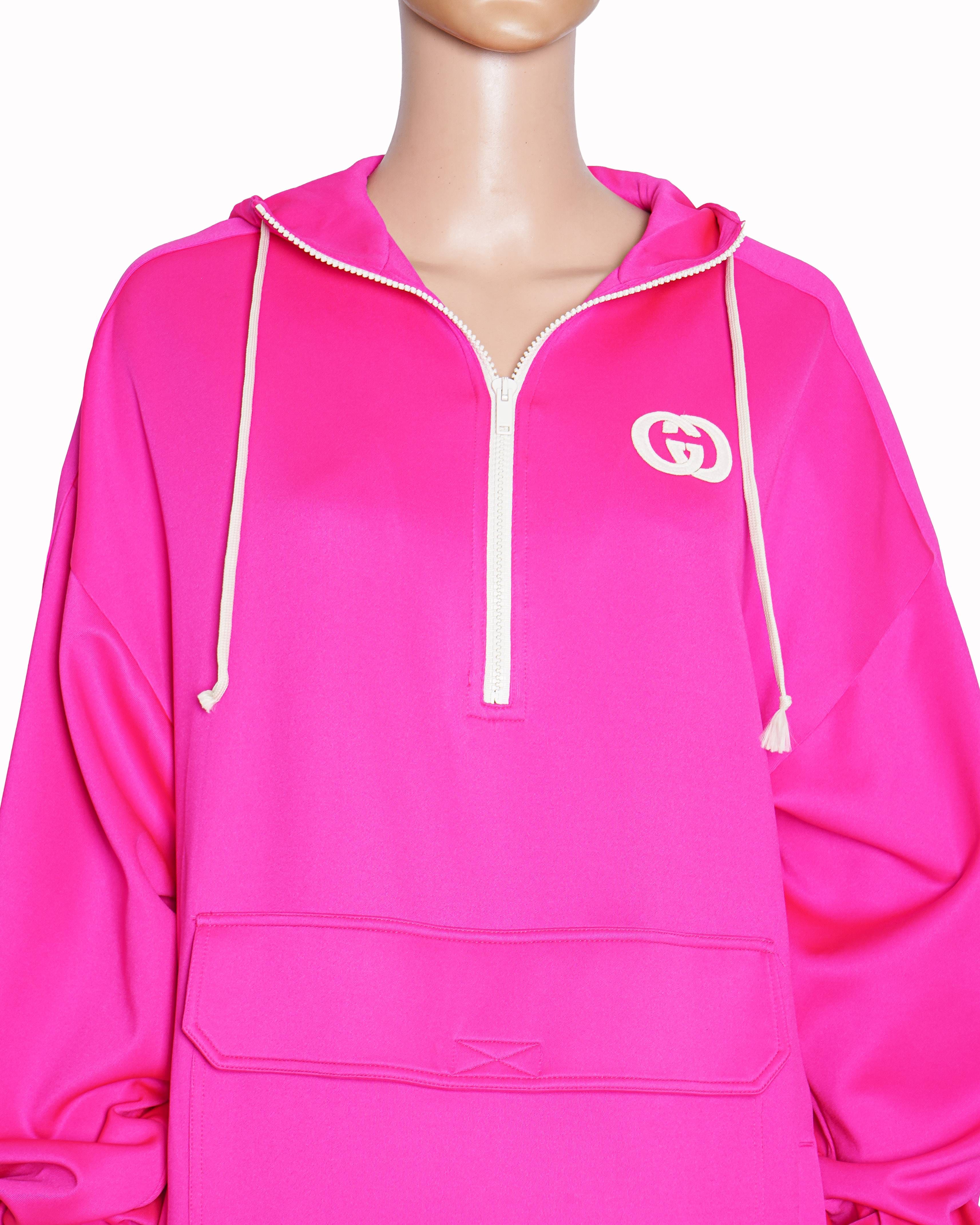 Gucci 2021 Interlocking G Half - Zip Hoodie Dress