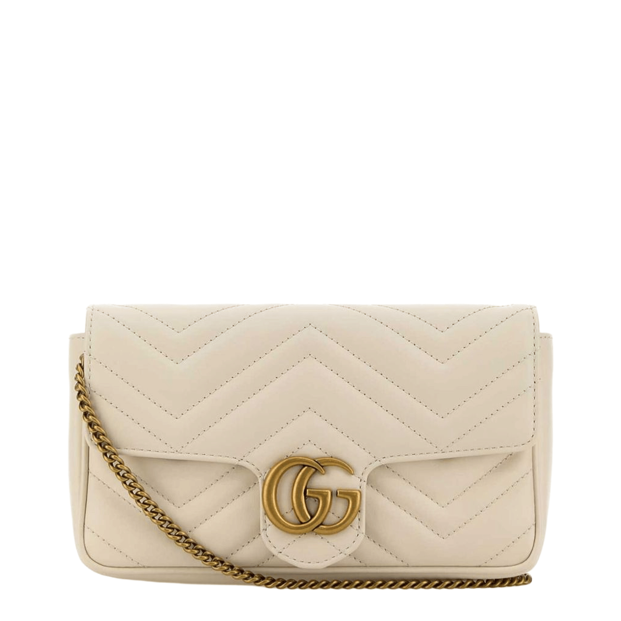 Gucci GG Marmont Small Matelassé Chevron Leather Shoulder Bag - White
