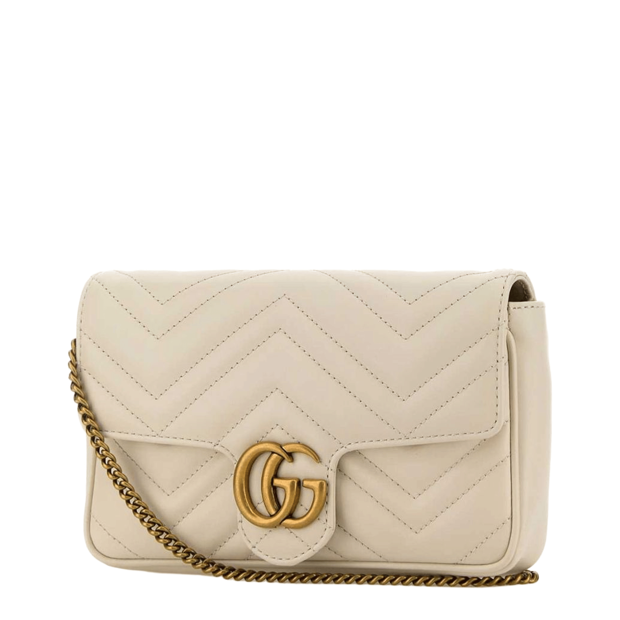 Gucci GG Marmont Small Matelassé Chevron Leather Shoulder Bag - White