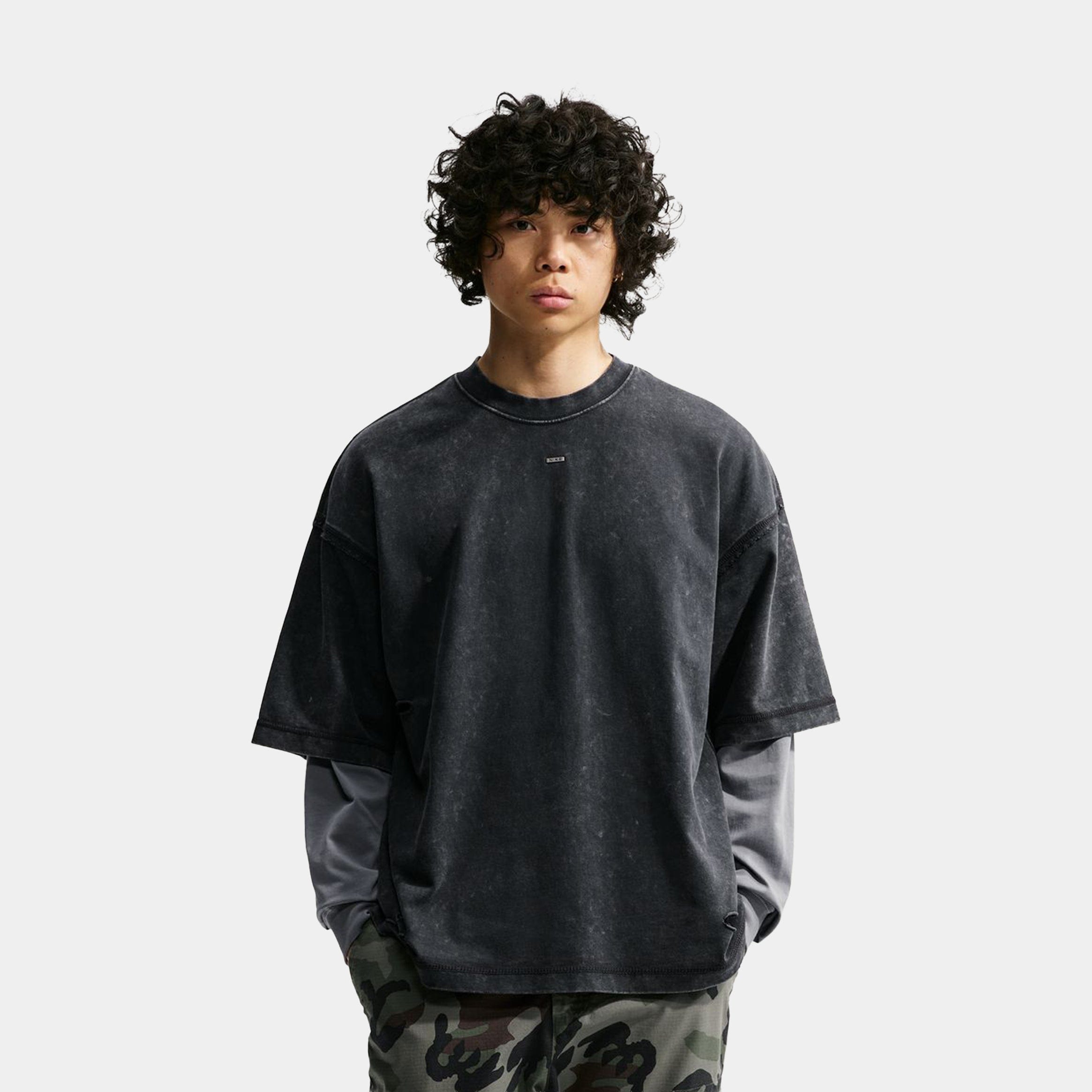 Nike Sportswear Mens Short Sleeve Shirt (Black/Ice Silver/Dark Smoke Grey)