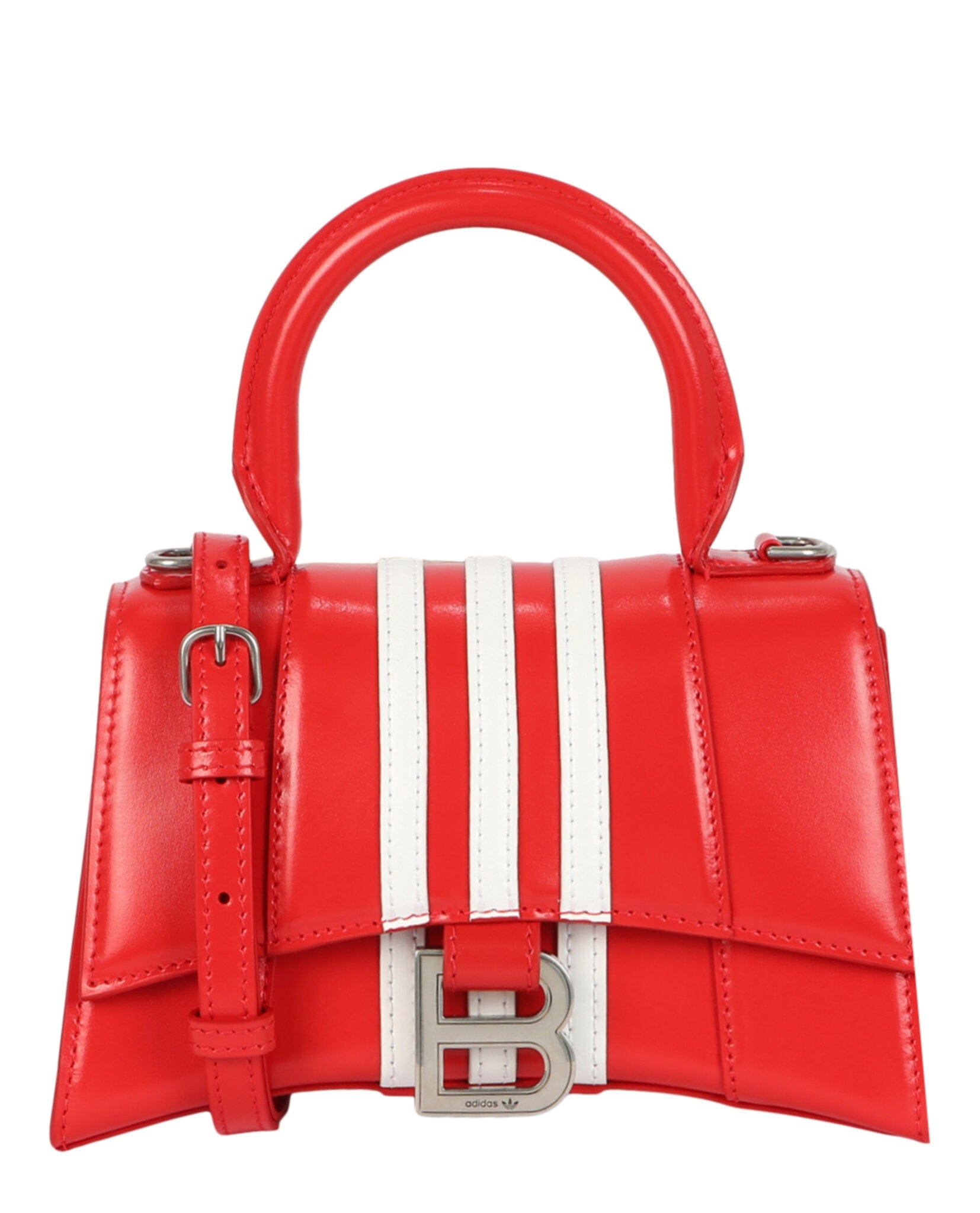 Balenciaga Womens x Adidas Hourglass Striped Shoulder Bag