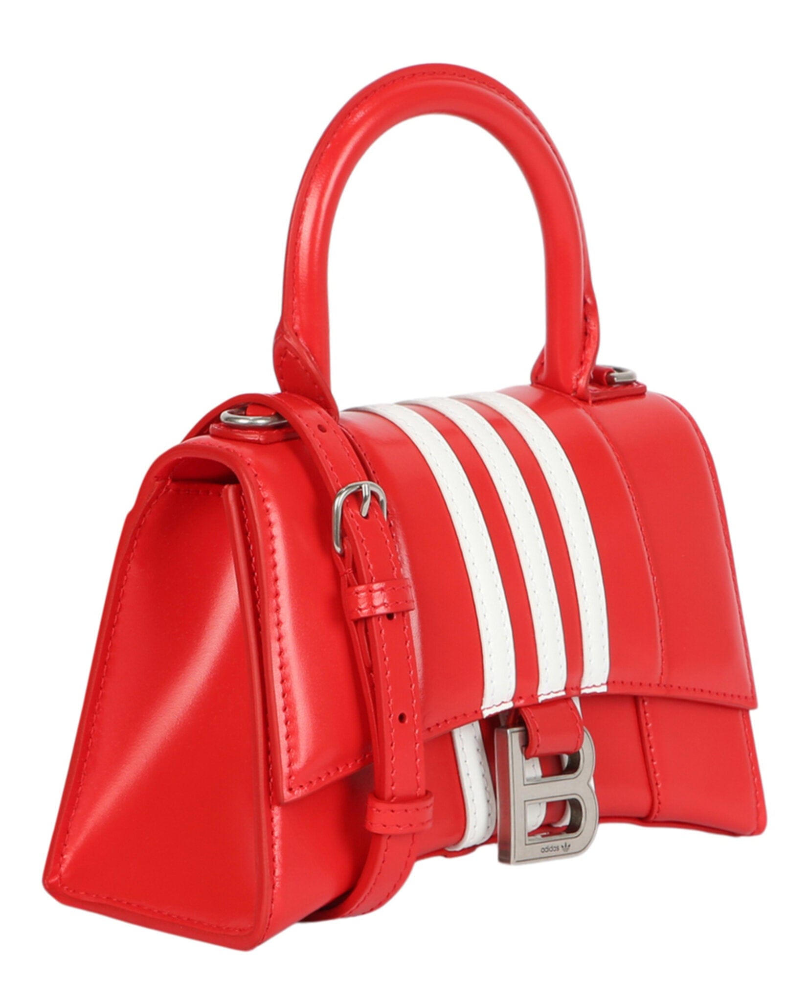 Balenciaga Womens x Adidas Hourglass Striped Shoulder Bag