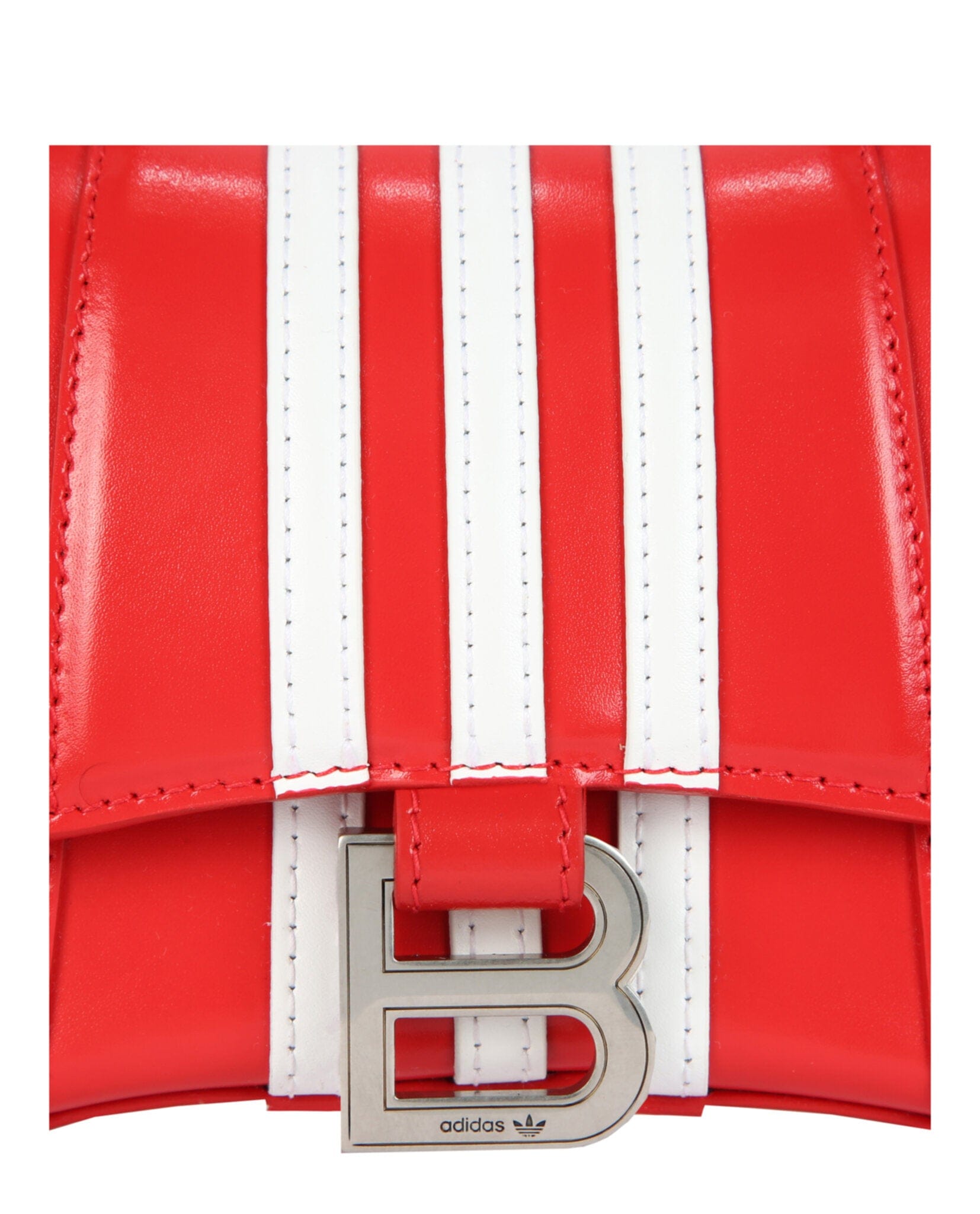 Balenciaga Womens x Adidas Hourglass Striped Shoulder Bag