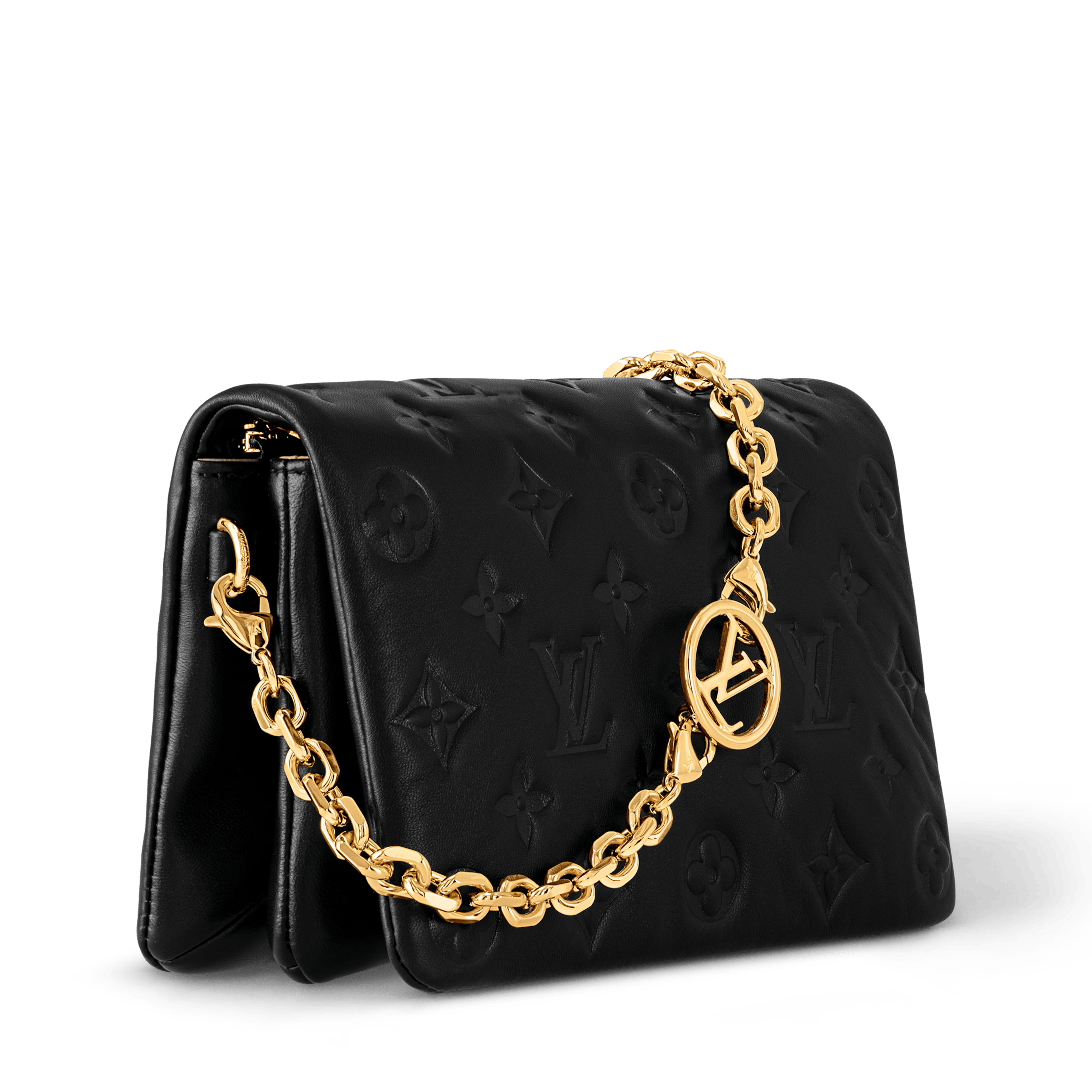Louis Vuitton Pochette Coussin Monogram Embossed Lambskin Leather Bag