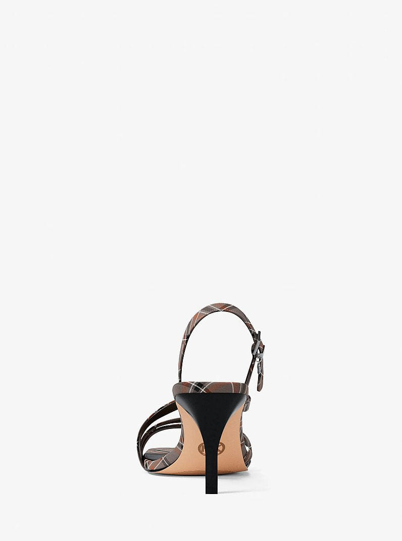Michael Kors Yvette Plaid Print Sandal MUSHROOM MLTI
