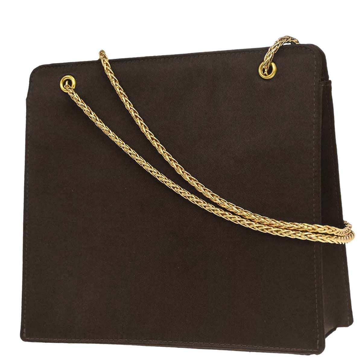 Chanel 1997 - 1999 Brown Satin Chain Shoulder Bag