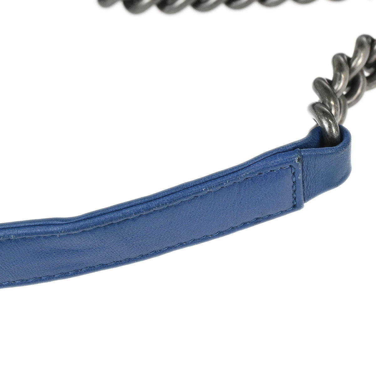 Chanel Boy Chanel 2014 - 2015 Blue Denim Chevron Medium Shoulder Bag