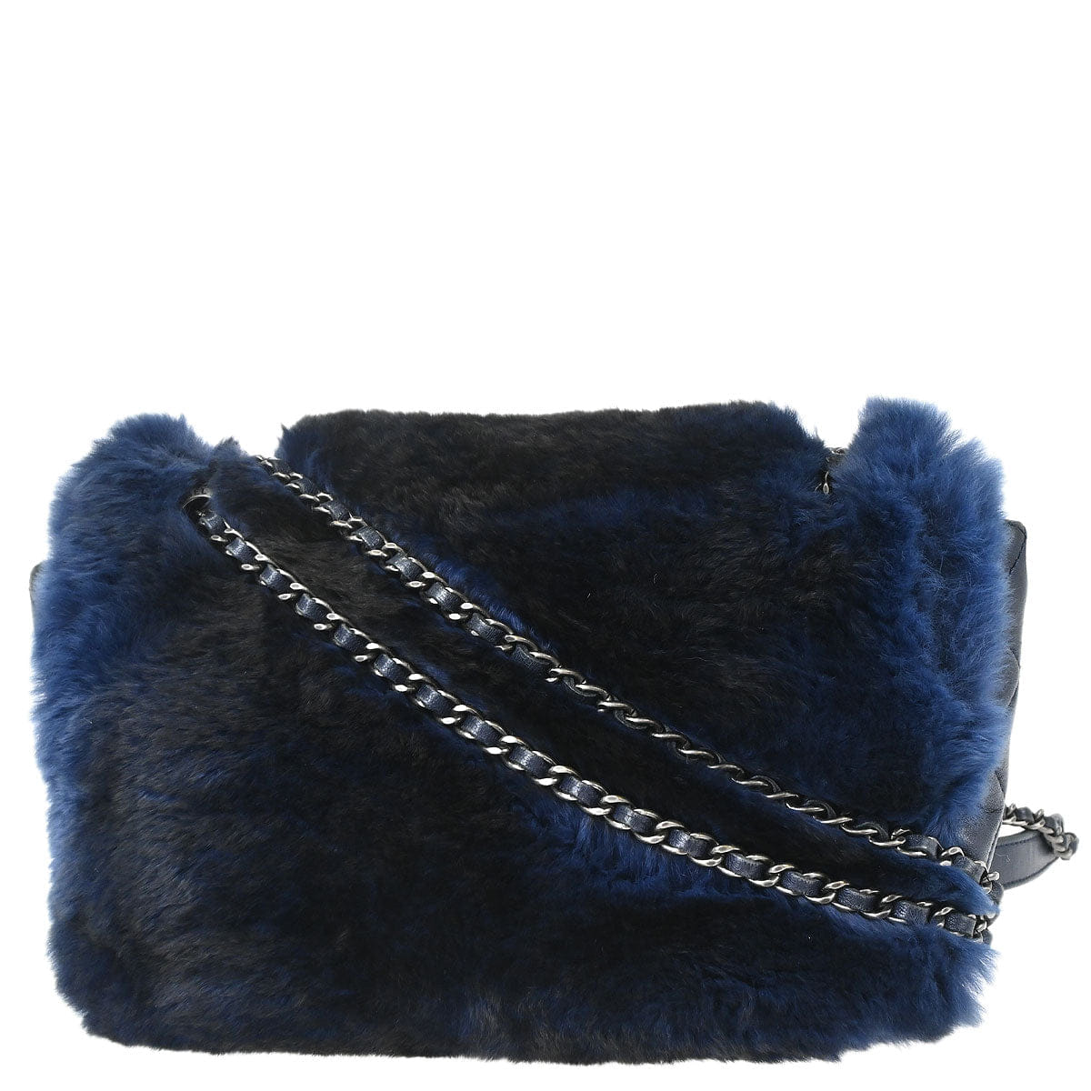 Chanel 2015 - 2016 Navy Rabbit Fur Shoulder Bag