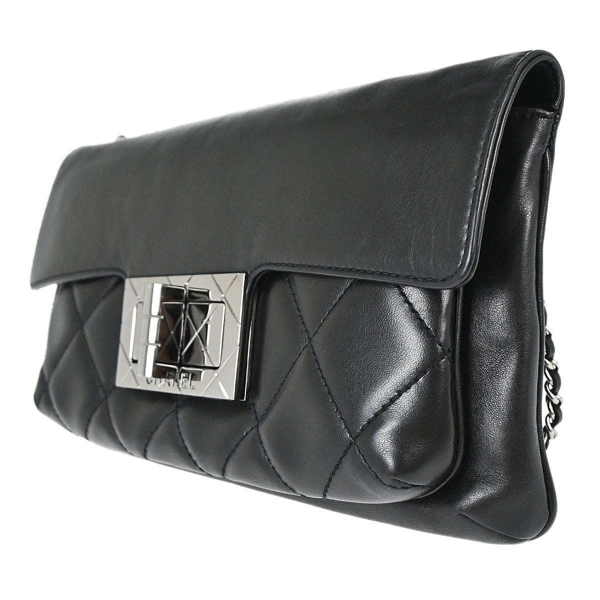 Chanel 2004 - 2005 Black Lambskin Mademoiselle Lock Shoulder Bag