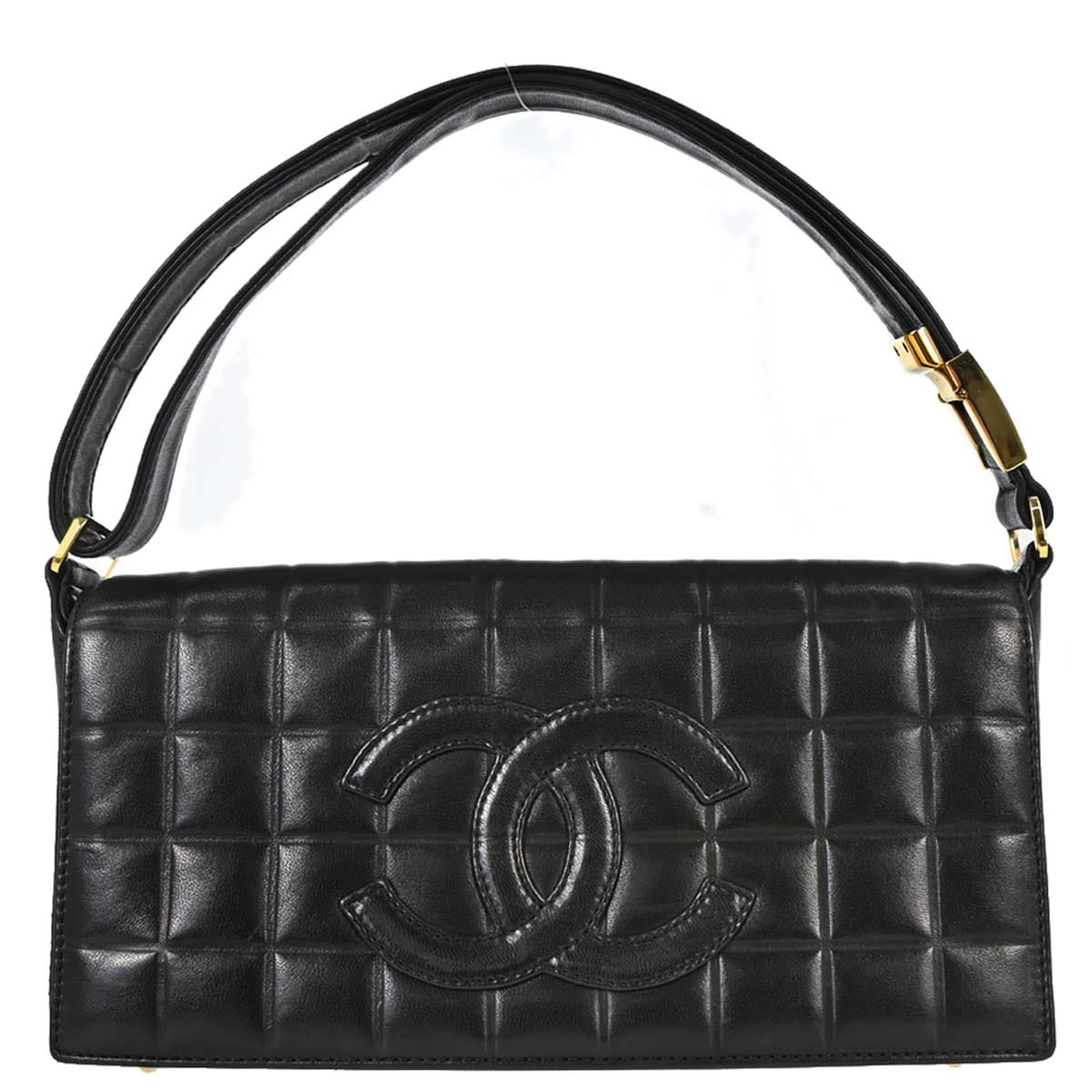 Chanel 2000 - 2002 Black Lambskin Choco Bar Shoulder Bag