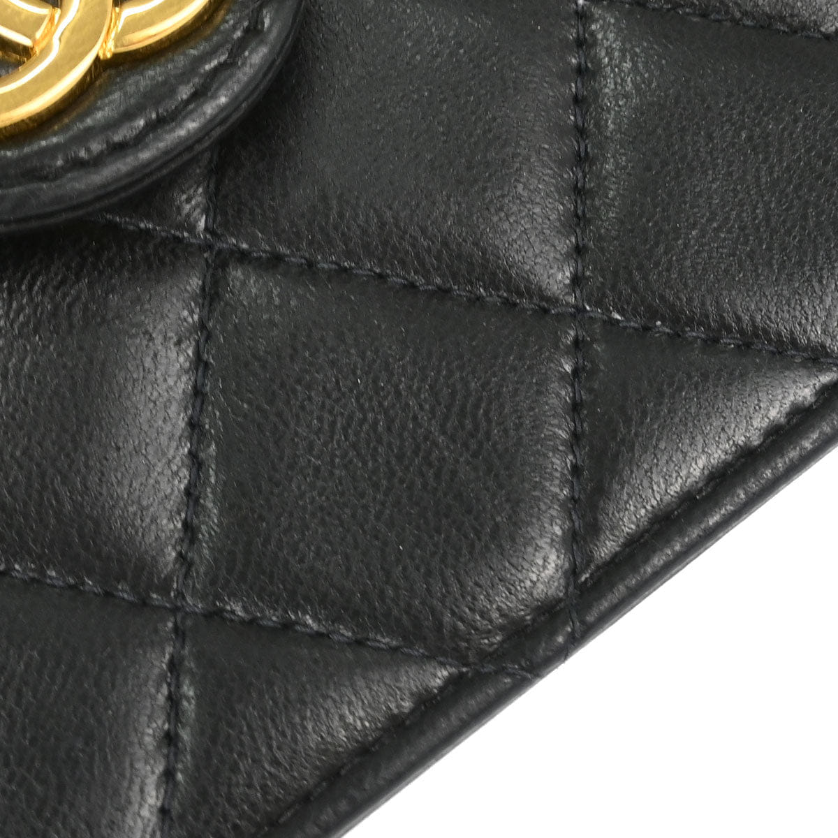 Chanel 1991 - 1994 Black Lambskin Pushlock Small Half Flap Shoulder Bag