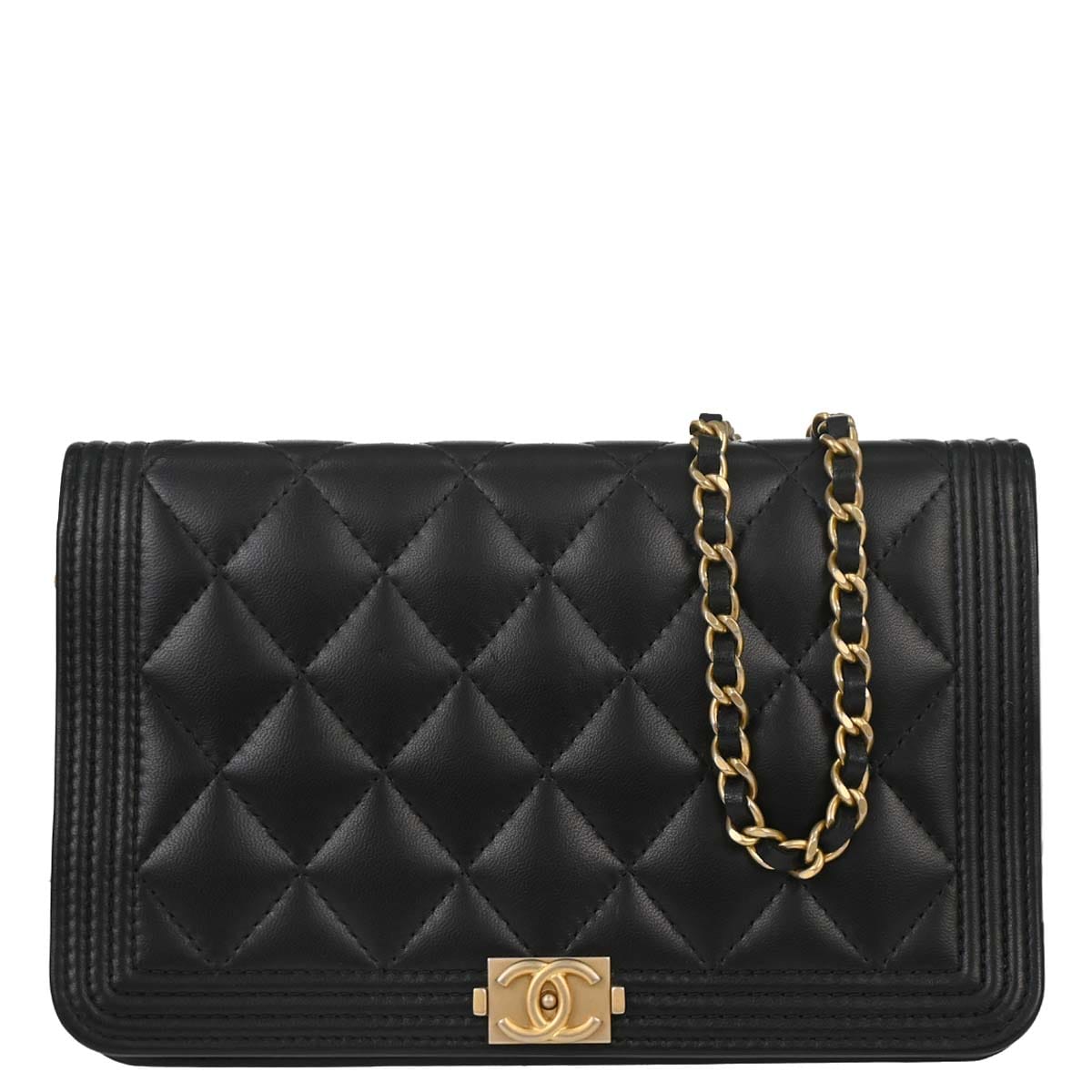 Chanel Boy Chanel 2017 - 2018 Black Lambskin Chain WOC Shoulder Bag