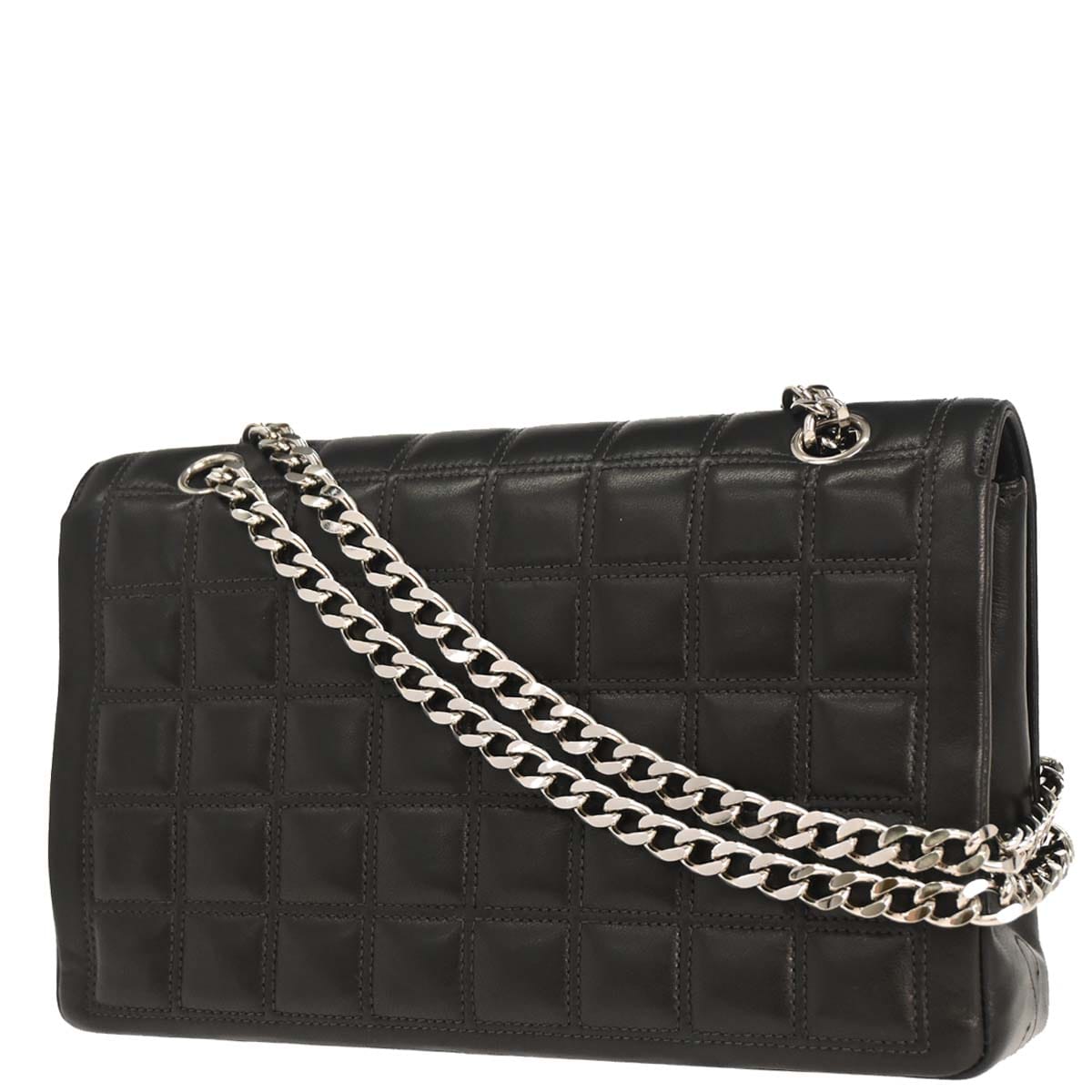 Chanel 2000 - 2001 Black Lambskin Choco Bar Mademoiselle Lock Shoulder Bag