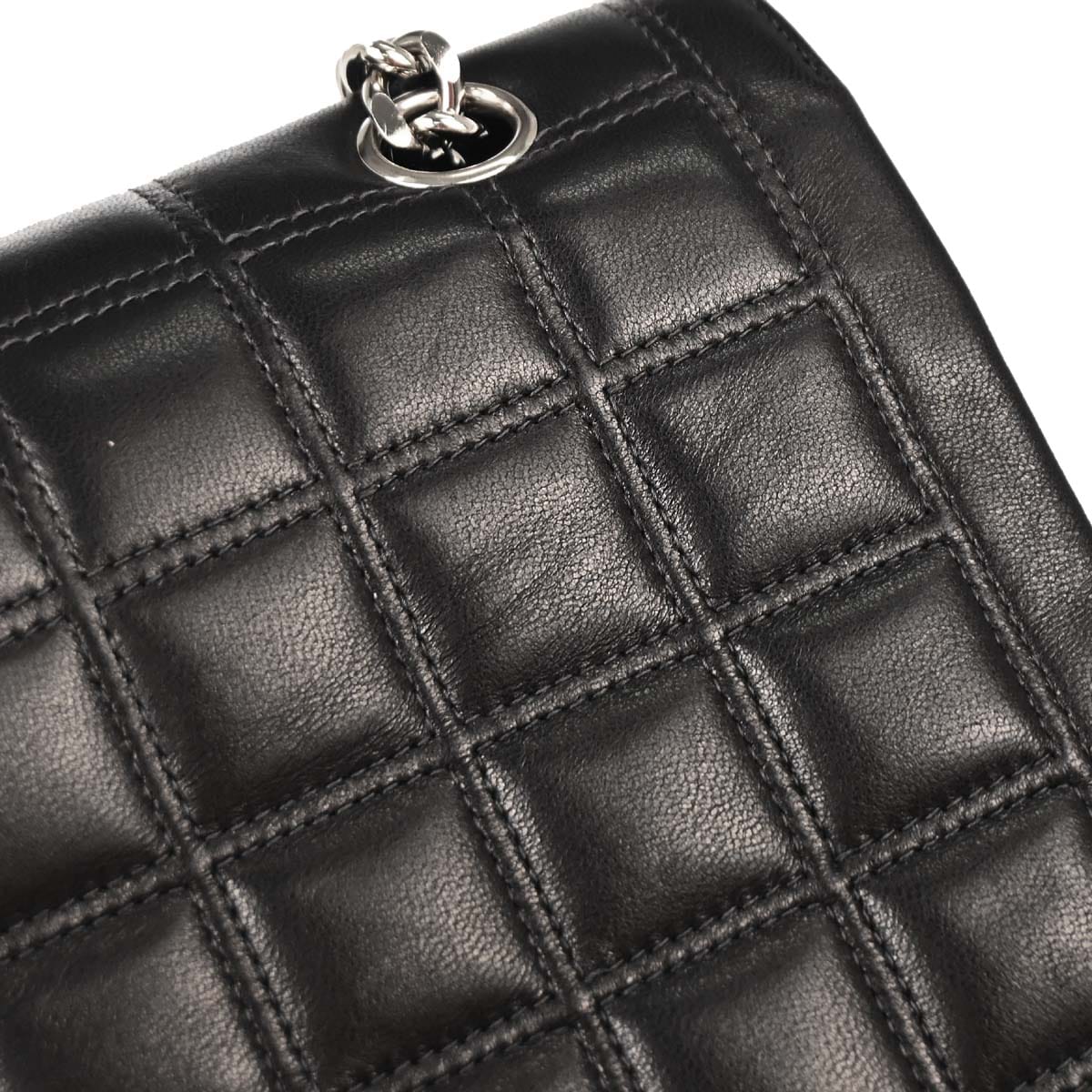 Chanel 2000 - 2001 Black Lambskin Choco Bar Mademoiselle Lock Shoulder Bag