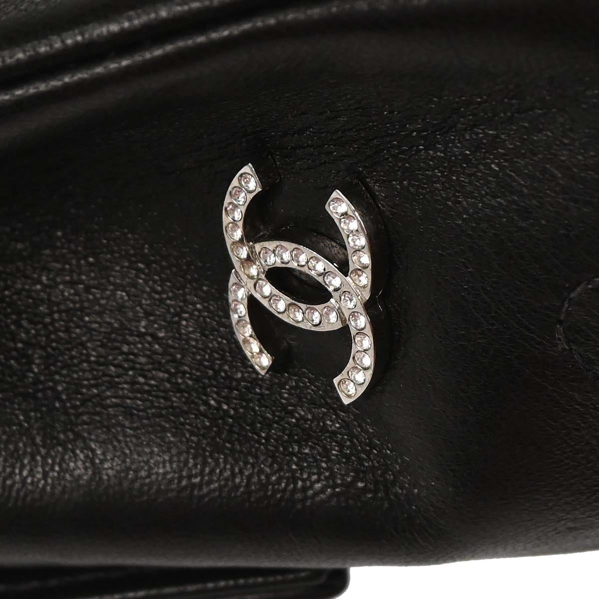 Chanel 2000 - 2001 Black Lambskin Choco Bar Mademoiselle Lock Shoulder Bag