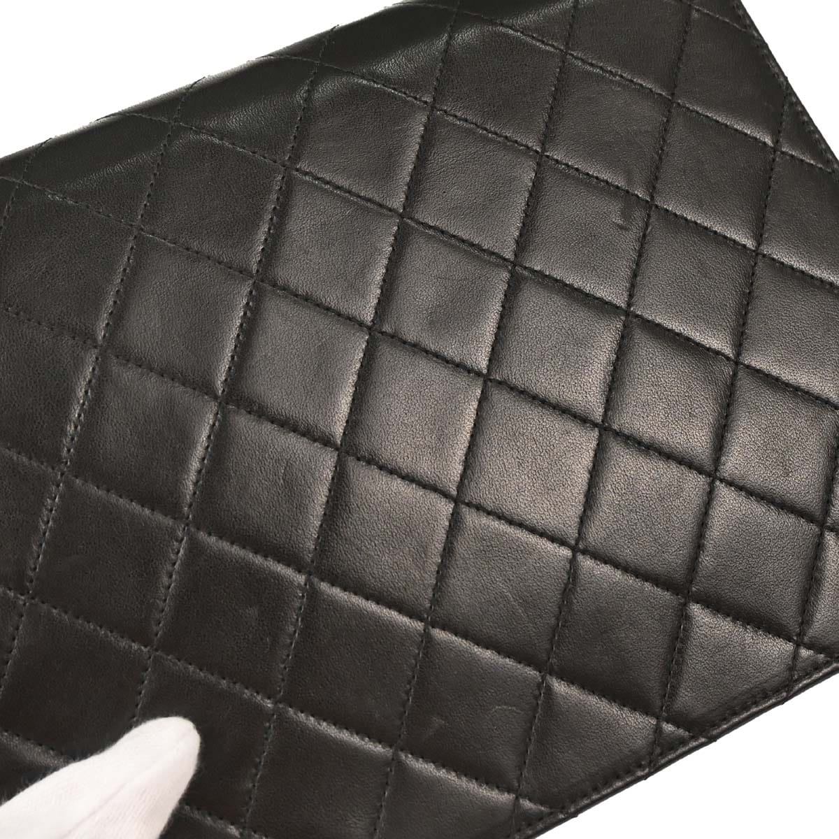 Chanel 1994 - 1996 Black Lambskin Pushlock Small Half Flap Shoulder Bag