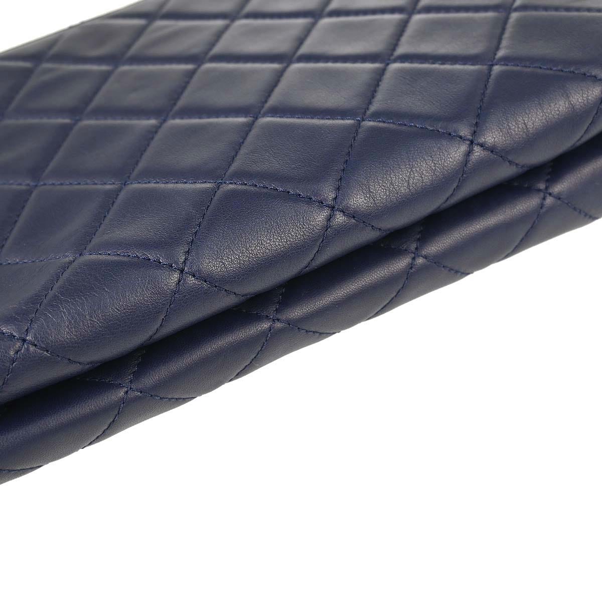 Chanel 2017 Navy Lambskin Label Click Flap Shoulder Bag