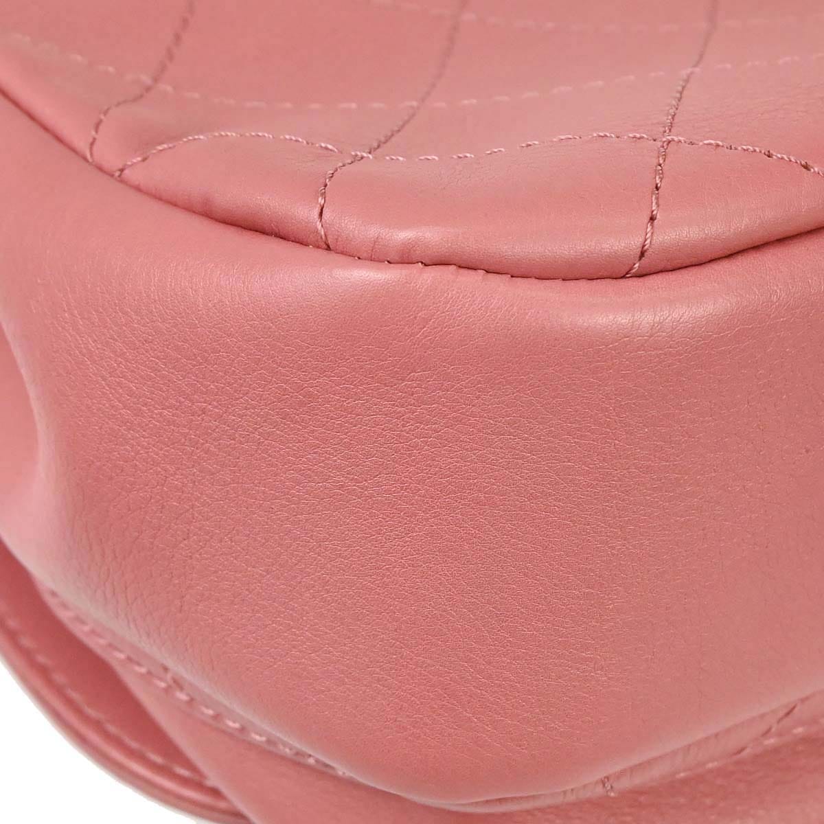 Chanel 2019 Pink Calfskin Stitched CC Flap Shoulder Bag