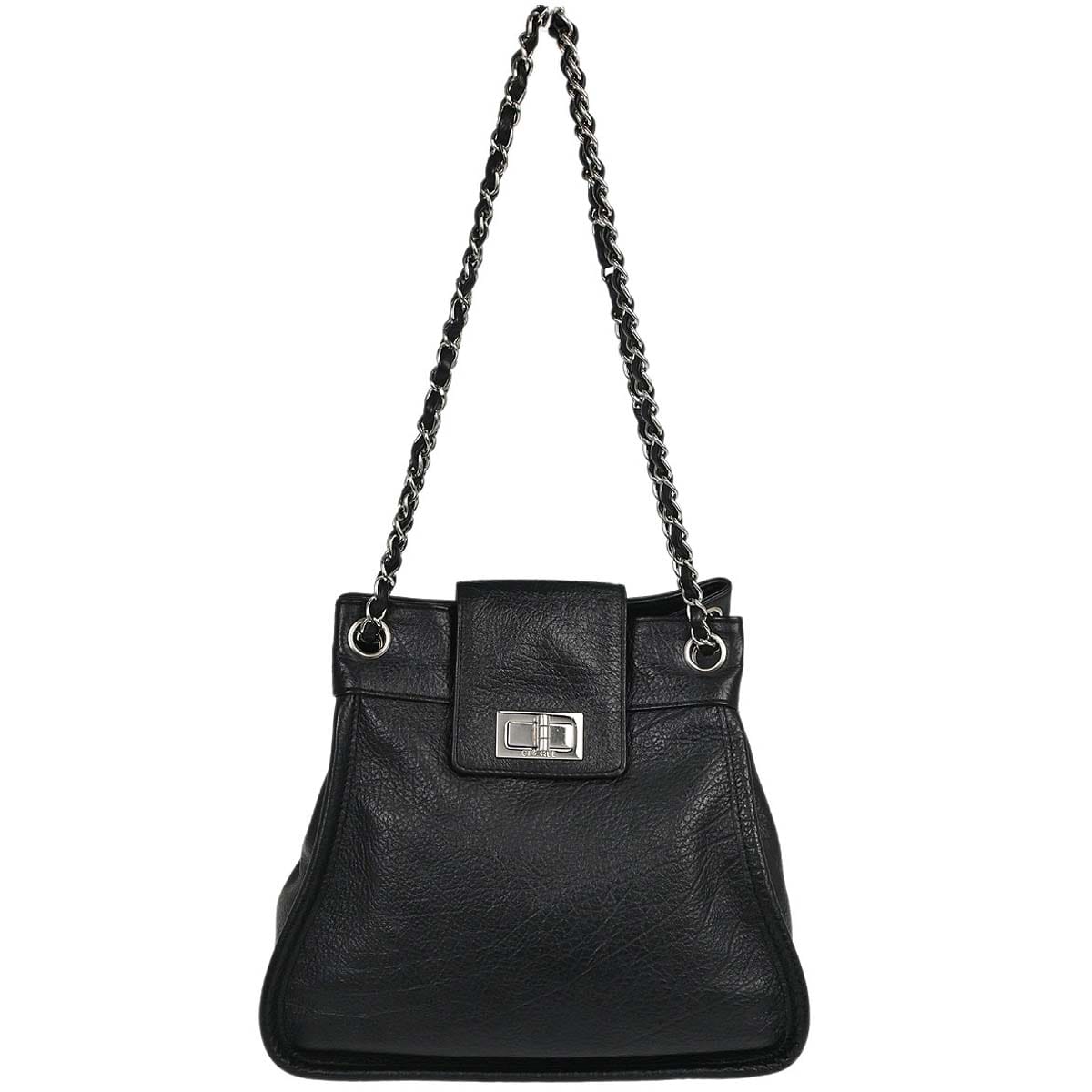 Chanel 2003 - 2004 Black Deerskin Mademoiselle Lock Shoulder Bag