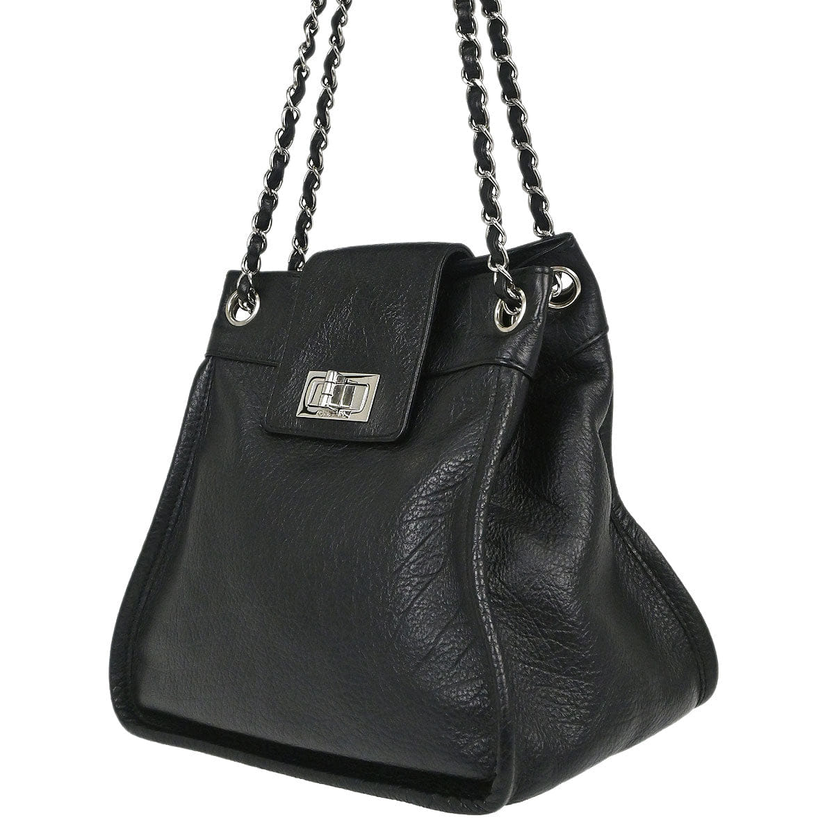 Chanel 2003 - 2004 Black Deerskin Mademoiselle Lock Shoulder Bag