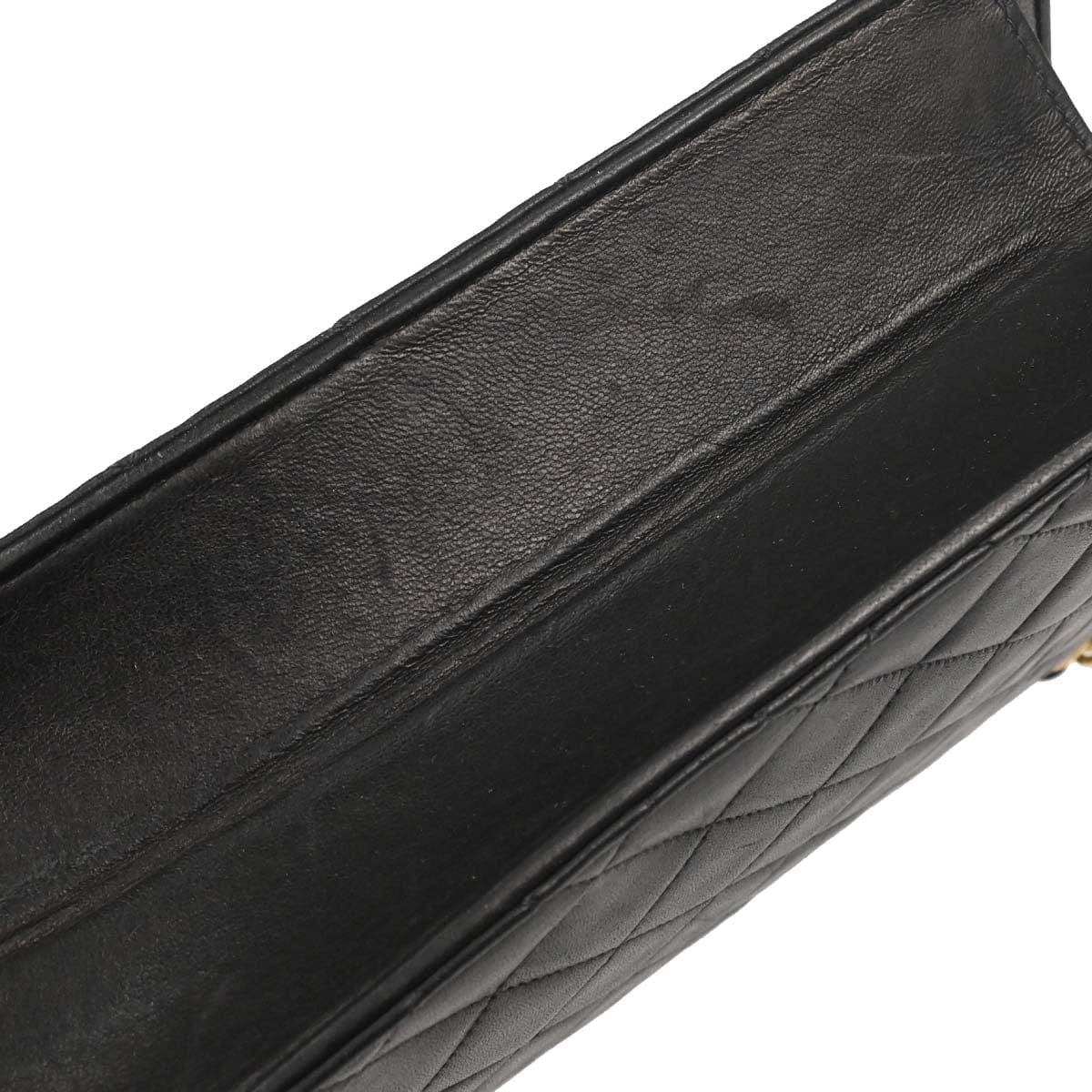 Chanel 2000 - 2002 Black Lambskin Pushlock Small Half Flap Shoulder Bag