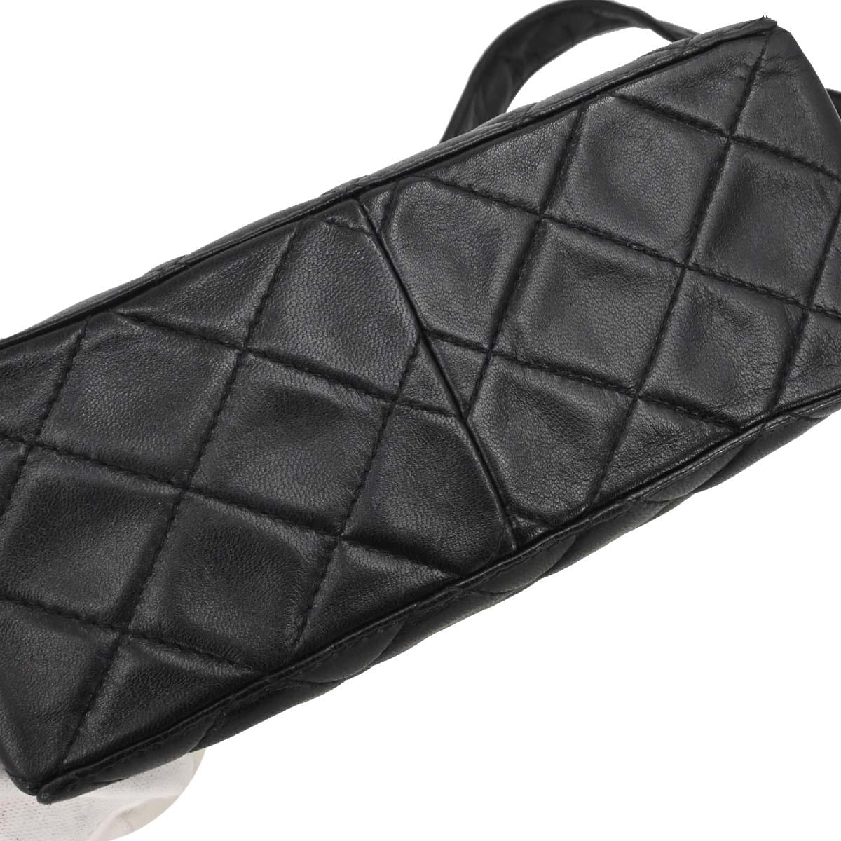 Chanel 1996 - 1997 Black Lambskin Straight Flap Shoulder Bag