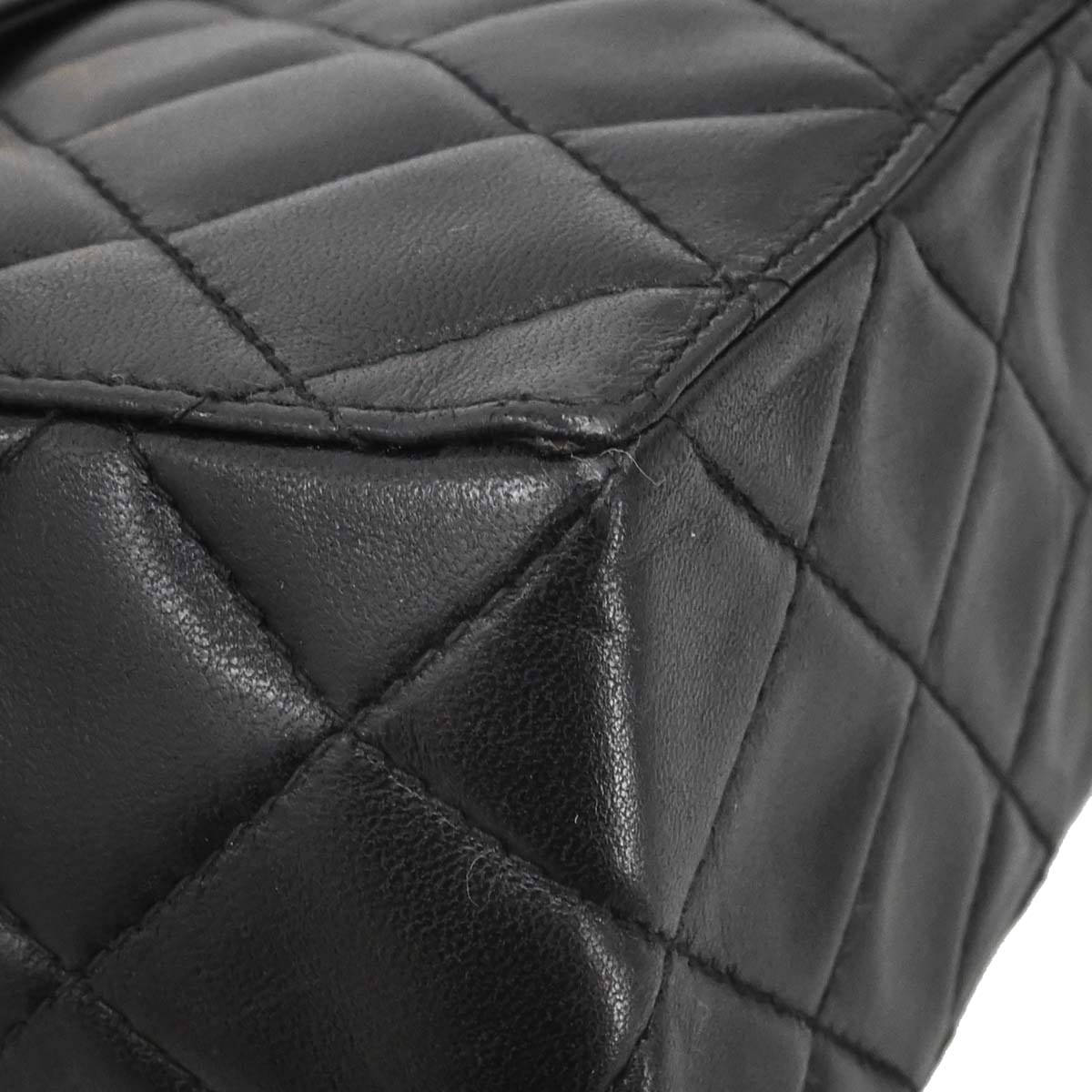 Chanel 1996 - 1997 Black Lambskin Straight Flap Shoulder Bag