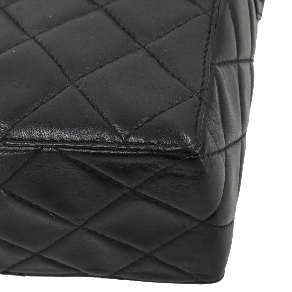 Chanel 1996 - 1997 Black Lambskin Straight Flap Shoulder Bag