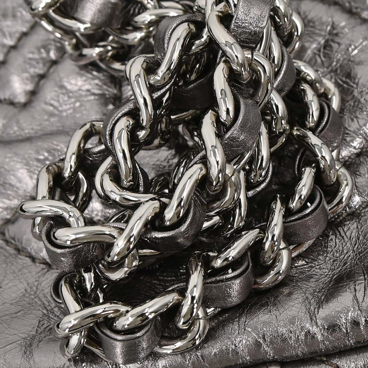 Chanel 2008 - 2009 Silver Calfskin Chain Around Shoulder Bag