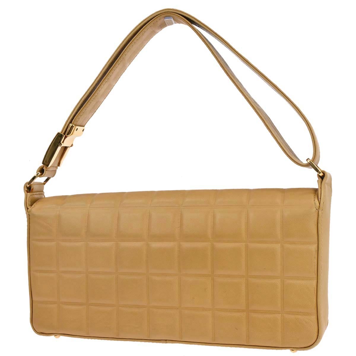 Chanel 2003 - 2004 Beige Lambskin Choco Bar Shoulder Bag
