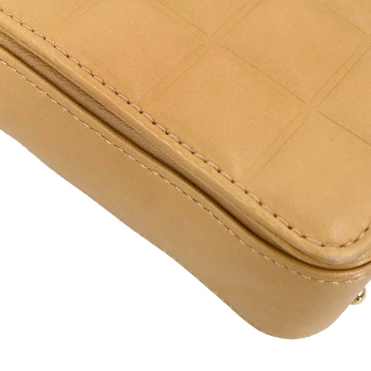 Chanel 2003 - 2004 Beige Lambskin Choco Bar Shoulder Bag