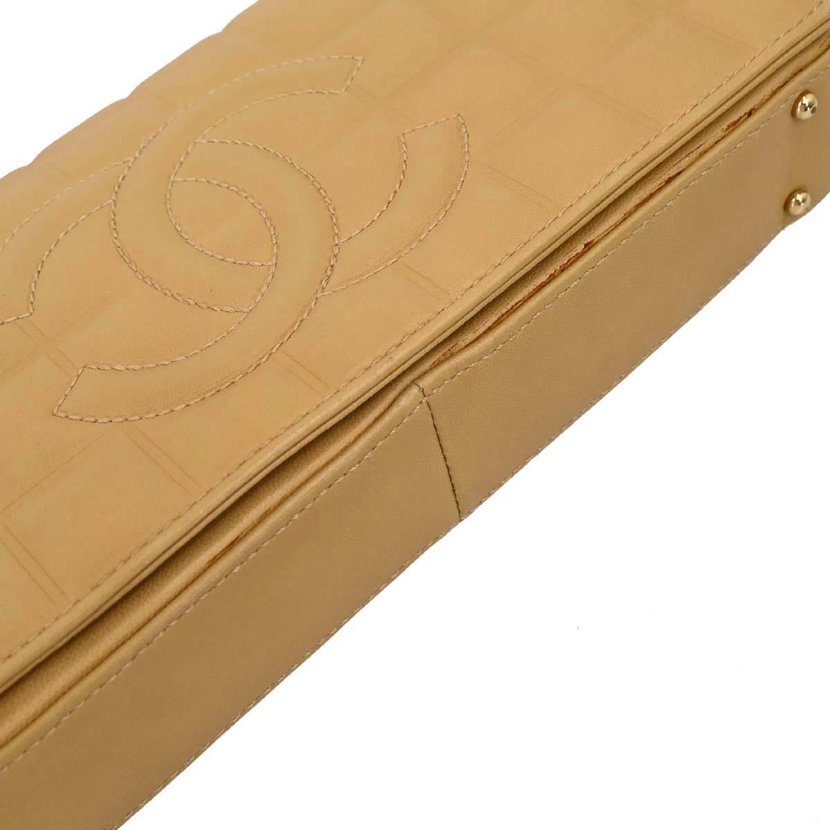 Chanel 2003 - 2004 Beige Lambskin Choco Bar Shoulder Bag