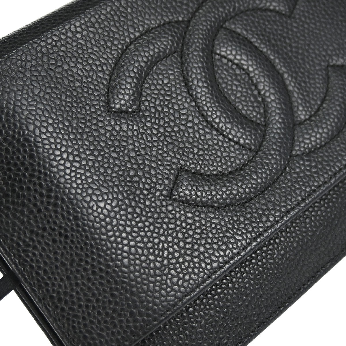 Chanel 2012 Black Caviar Skin Timeless WOC Wallet on Chain Shoulder Bag