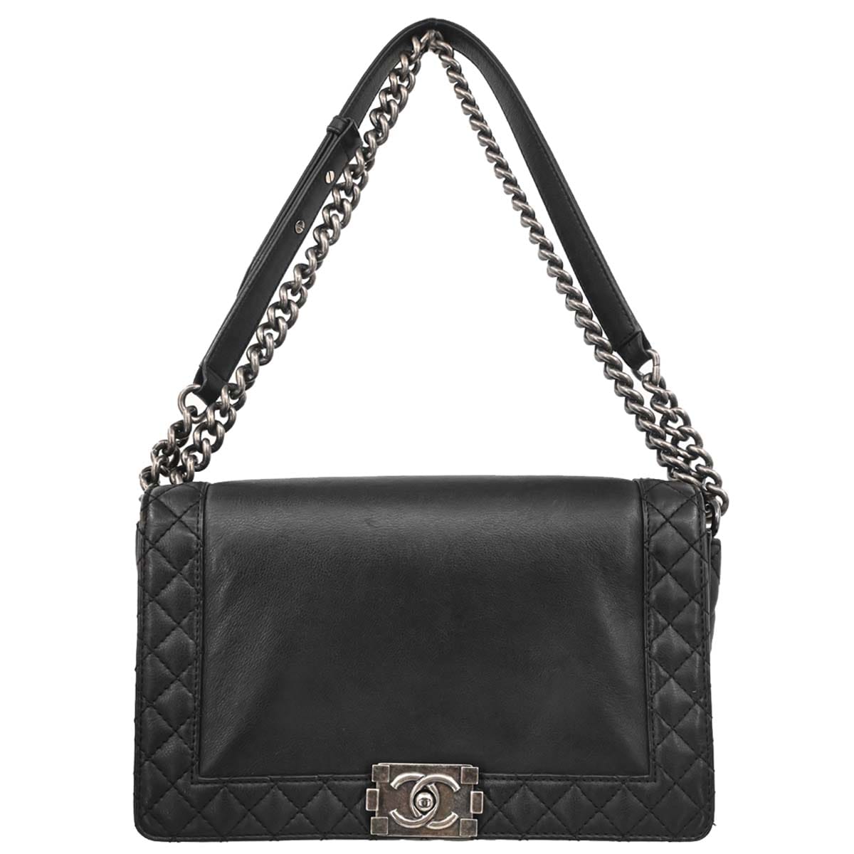 Chanel Boy Chanel 2013 - 2014 Black Soft Lambskin Medium Shoulder Bag